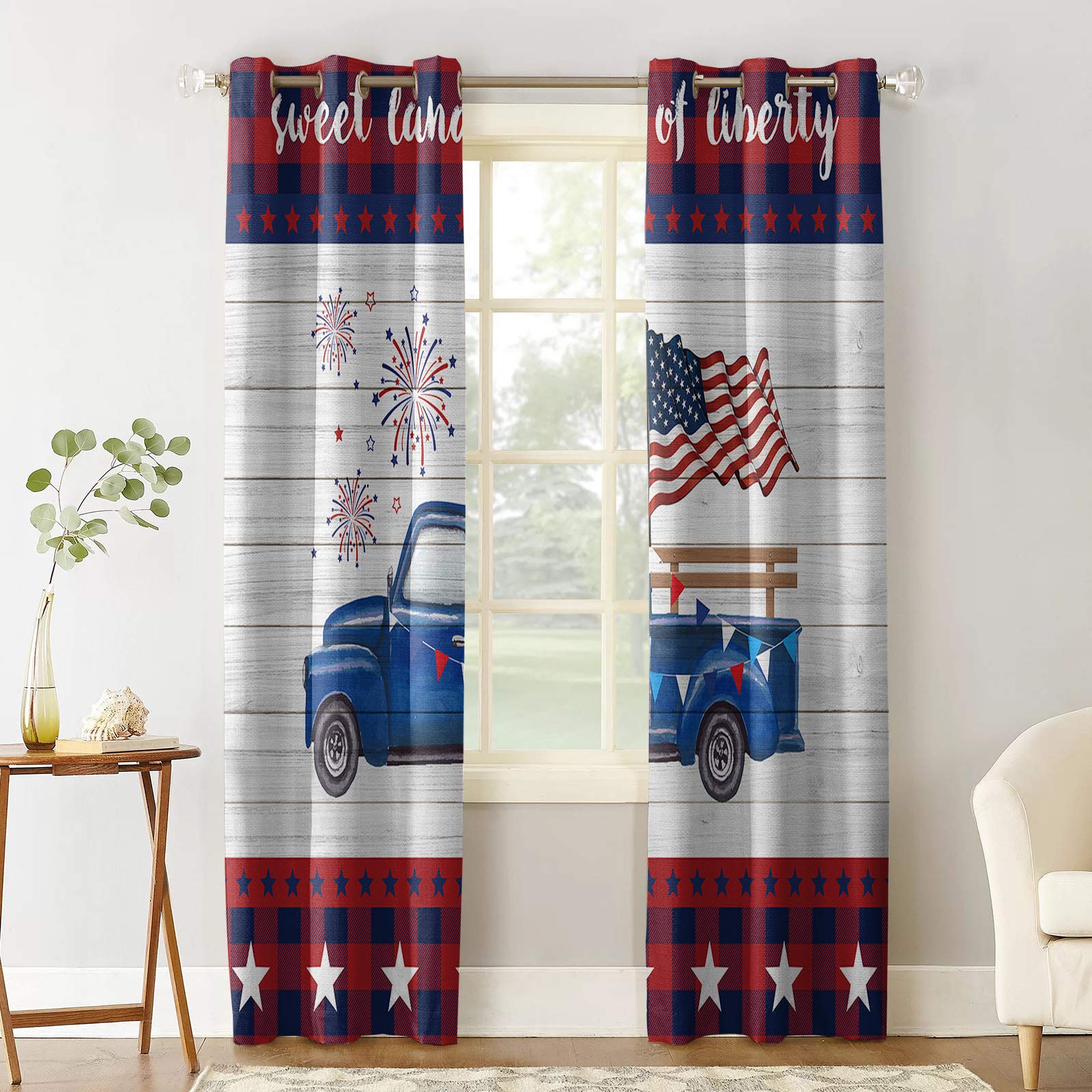 American Flag Blackout Curtains for Bedroom & Living Room - Thermal Insulated Room Darkening Window Drapes with Grommet Top (2 Panels, 42x84 Inch) - Perfect for Home Decor, Nursery & Home Theater