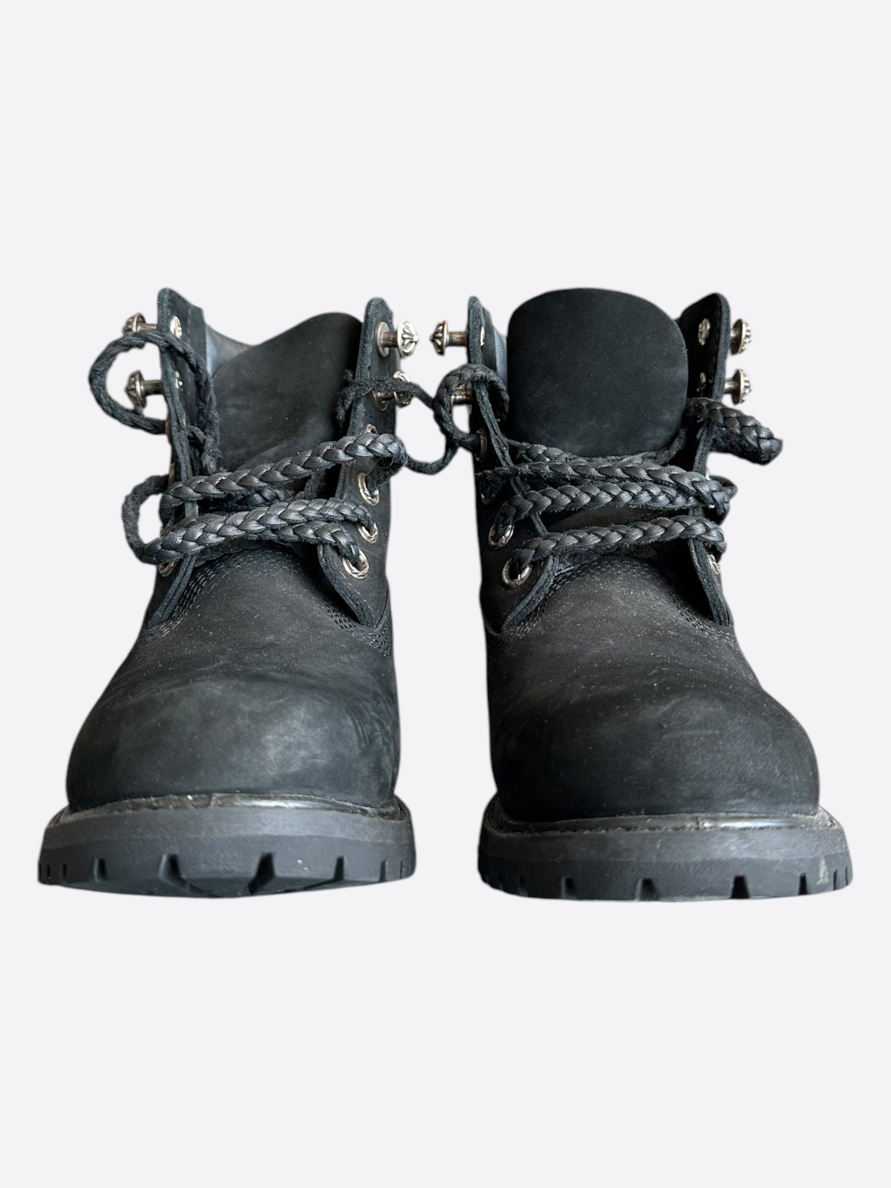 Chrome Hearts x Timberland Black Leather Boots for Men - Stylish & Durable Winter Footwear for Outdoor Adventures & Urban Fashion