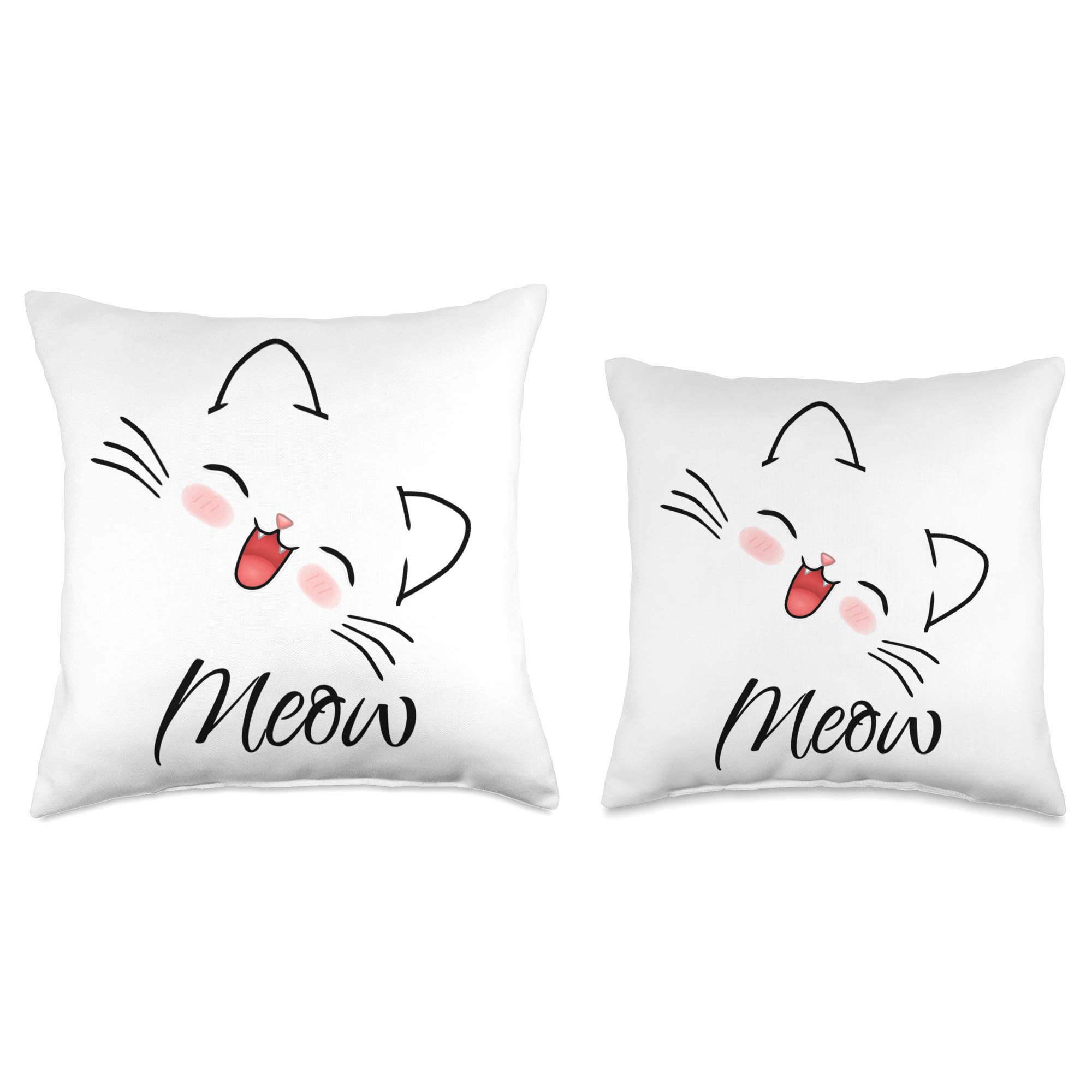 Cute Cat Face Meow Throw Pillow - Soft Decorative Cat-Themed Cushion for Sofa, Bed, Living Room & Nursery - Perfect Gift for Cat Lovers