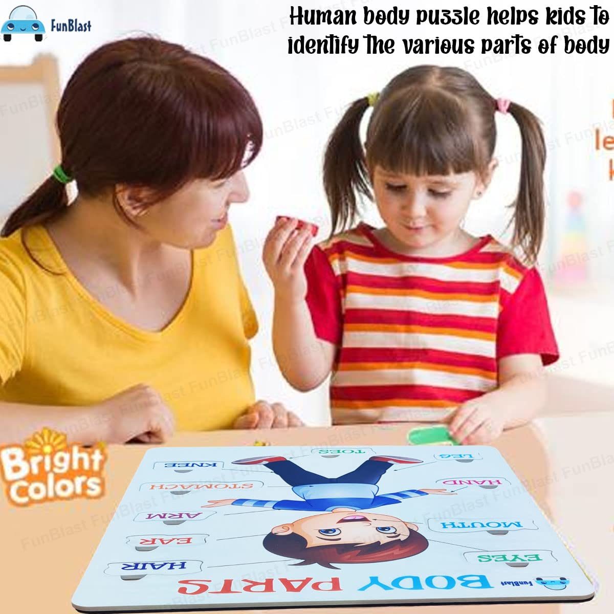 FunBlast Kids Body Parts Puzzle - Educational Learning Toy for Children, Human Anatomy Chart & Body Parts Game (1-Pack) - Perfect for Preschool, Homeschool & Classroom Learning Activities