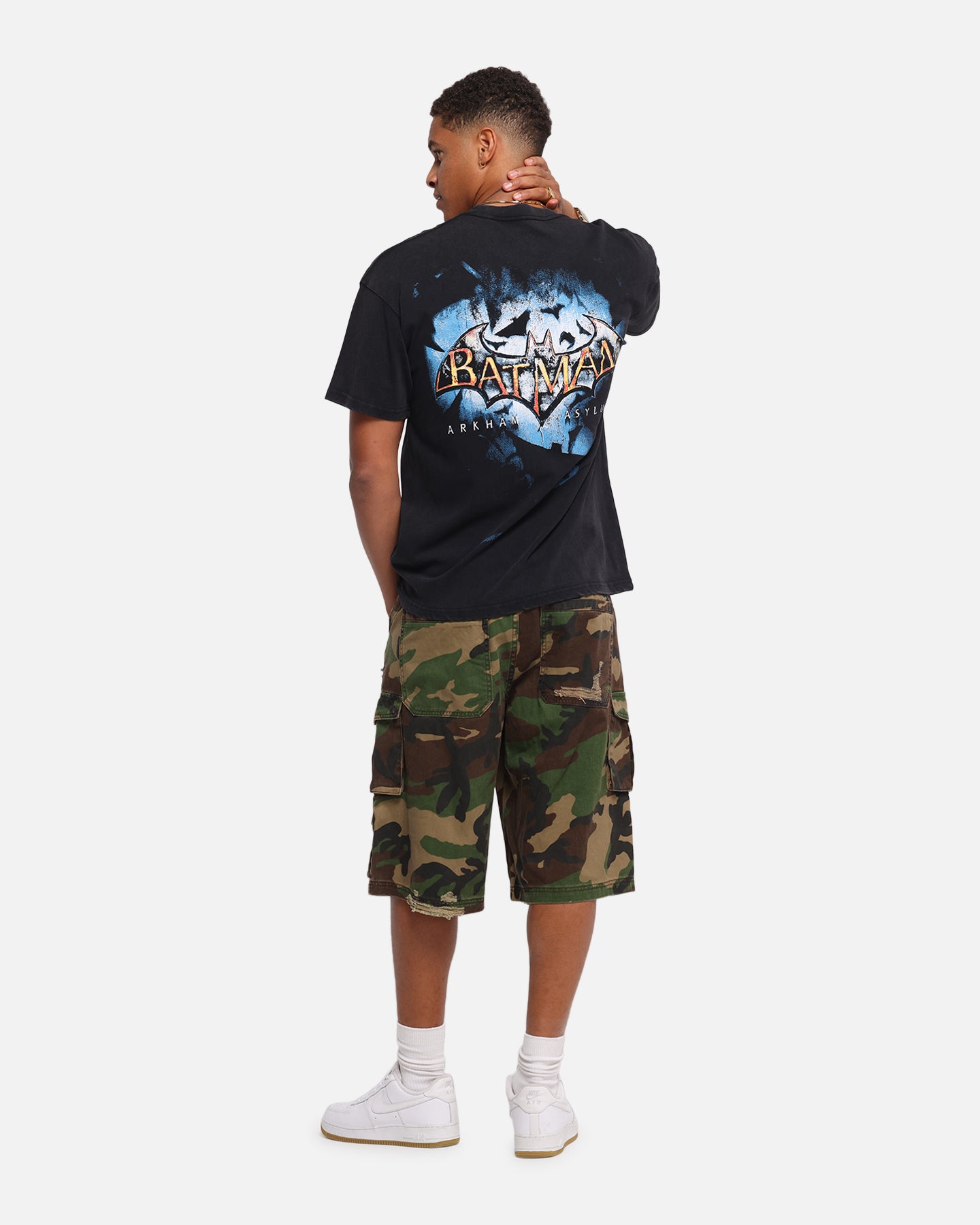 73 Studio X DC Batman Arkham Asylum Vintage Graphic T-Shirt - Black Acid Wash Style for Comic Fans & Gotham Lovers - Perfect for Cosplay, Comic Con & Batman Themed Parties