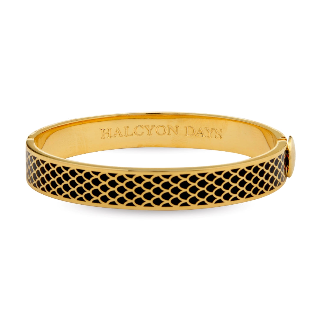 Stylish Black Salamander Enamel Bangle Bracelet for Women - Elegant Fashion Jewelry for Parties, Weddings & Everyday Wear