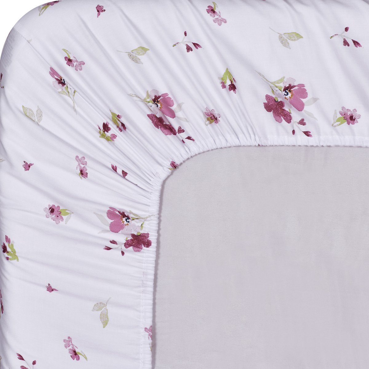 Zahra 300-Thread-Count 100% Cotton 4-Piece King Size Bed Sheet Set - White with Pink, Burgundy & Green Floral Design | Ultra Soft Luxury Bedding for Master Bedroom, Guest Room & Hotel Use