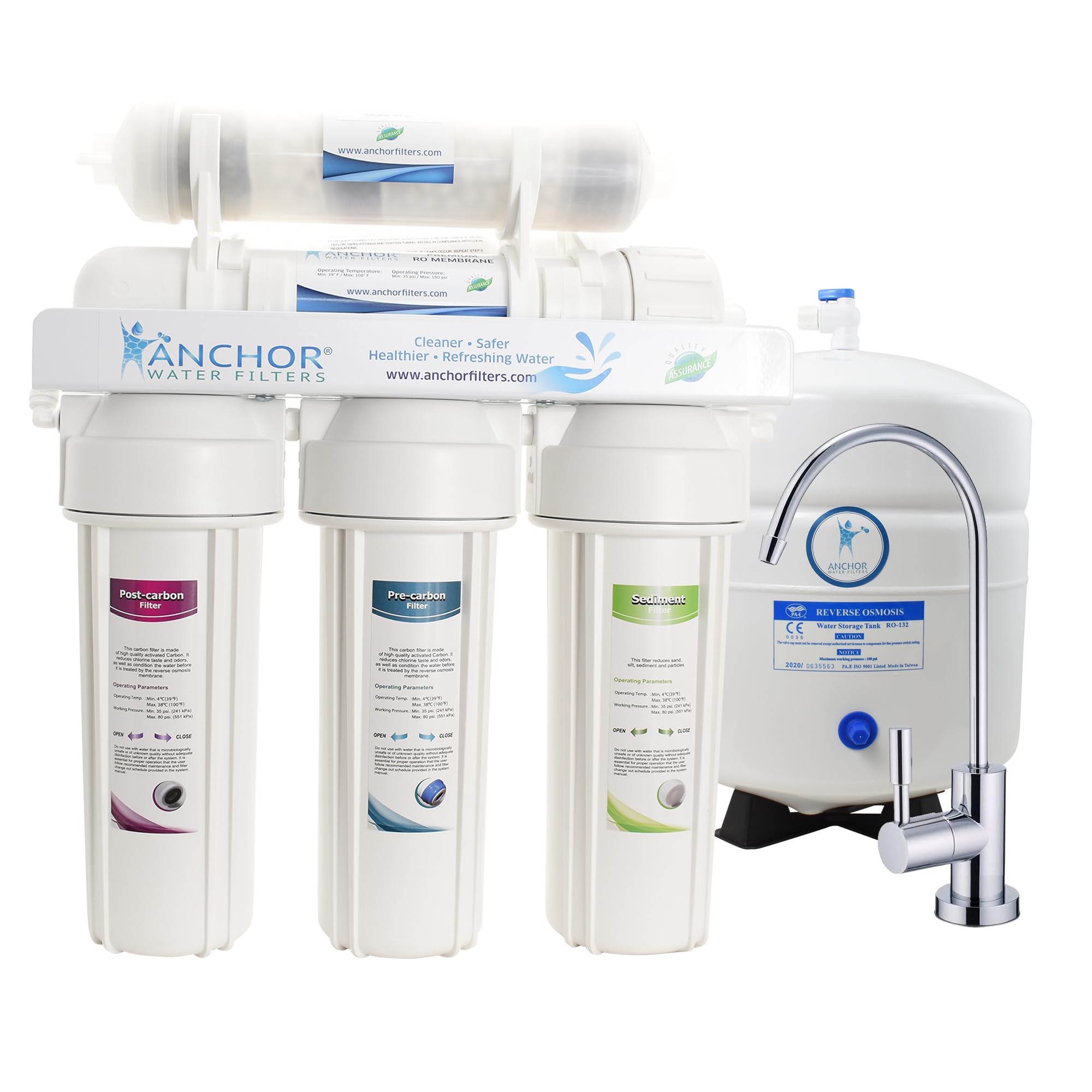 Anchor Ultra Series 6-Stage Alkaline Mineral Reverse Osmosis Water Filtration System - Under Sink Water Filter (100 GPD) for Clean Drinking Water at Home & Office | Removes 99% Contaminants