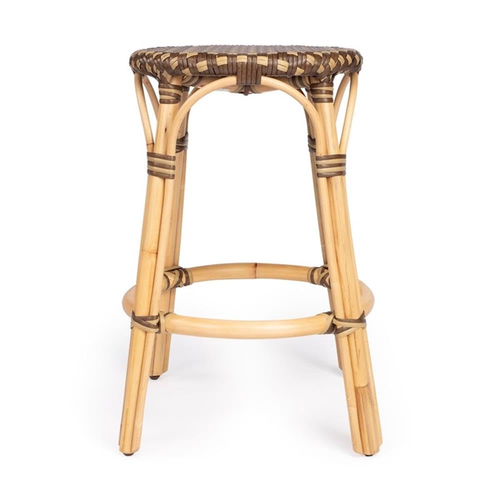 Home Square 2-Piece Brown Rattan Counter Stool Set - Perfect for Kitchen Islands, Breakfast Bars & Home Decor