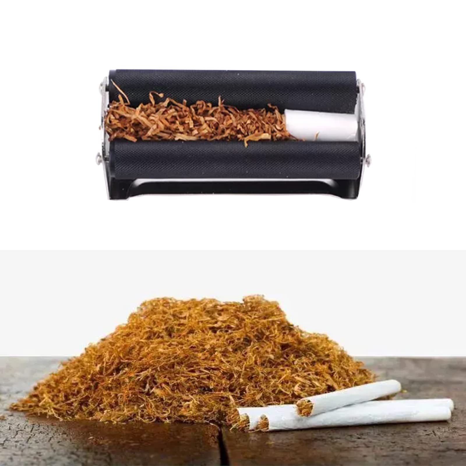 78MM Metal Cigarette Roller Machine with Lid & Rolling Papers - Premium Handheld Cigarette Maker for DIY Tobacco Rolling - Perfect for Home Use, Travel & Outdoor Activities