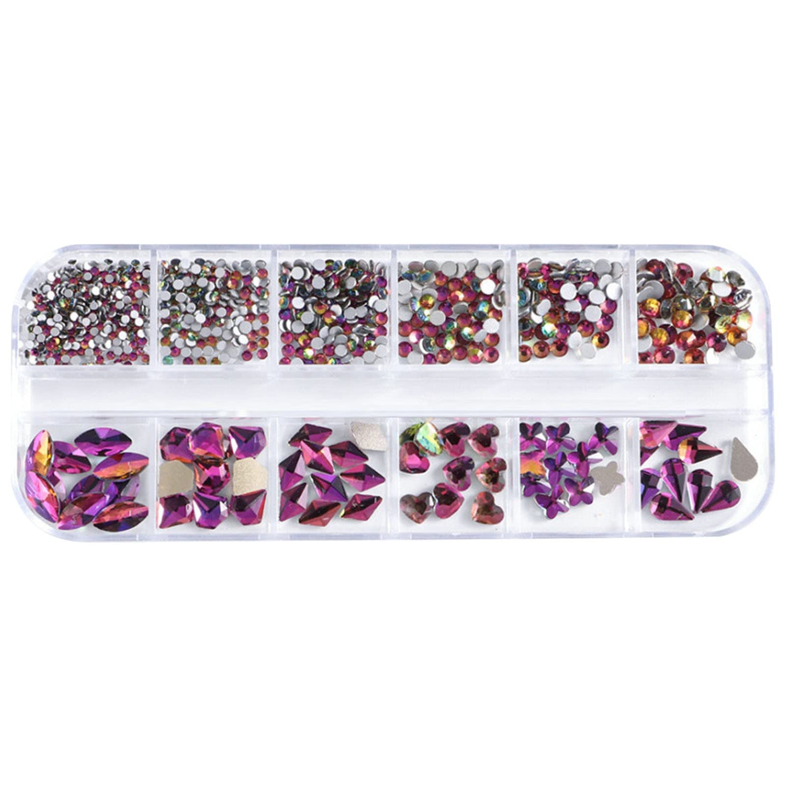 12-Compartment Flat Bottom Glass Nail Drill Jewelry Box for DIY Nail Art & Jewelry Making - Mixed Nail Pens & Accessories (Size C) - Perfect for Nail Salons, Home Manicures & Crafting