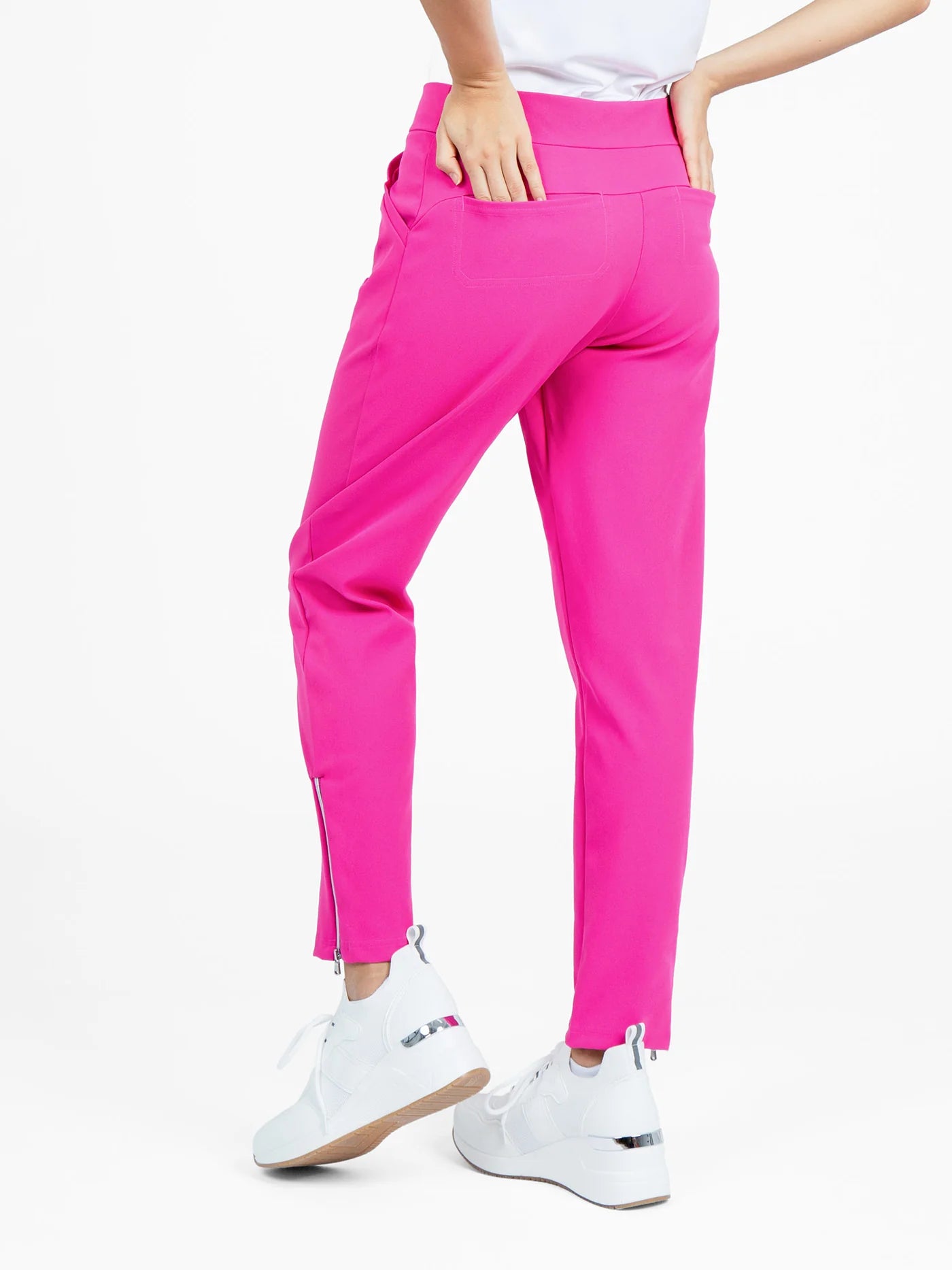 Inphorm Women's Camila Quick Dry Golf Pants - Moisture Wicking, Stretchable & Breathable - Raspberry Pink for Golf, Tennis & Outdoor Activities