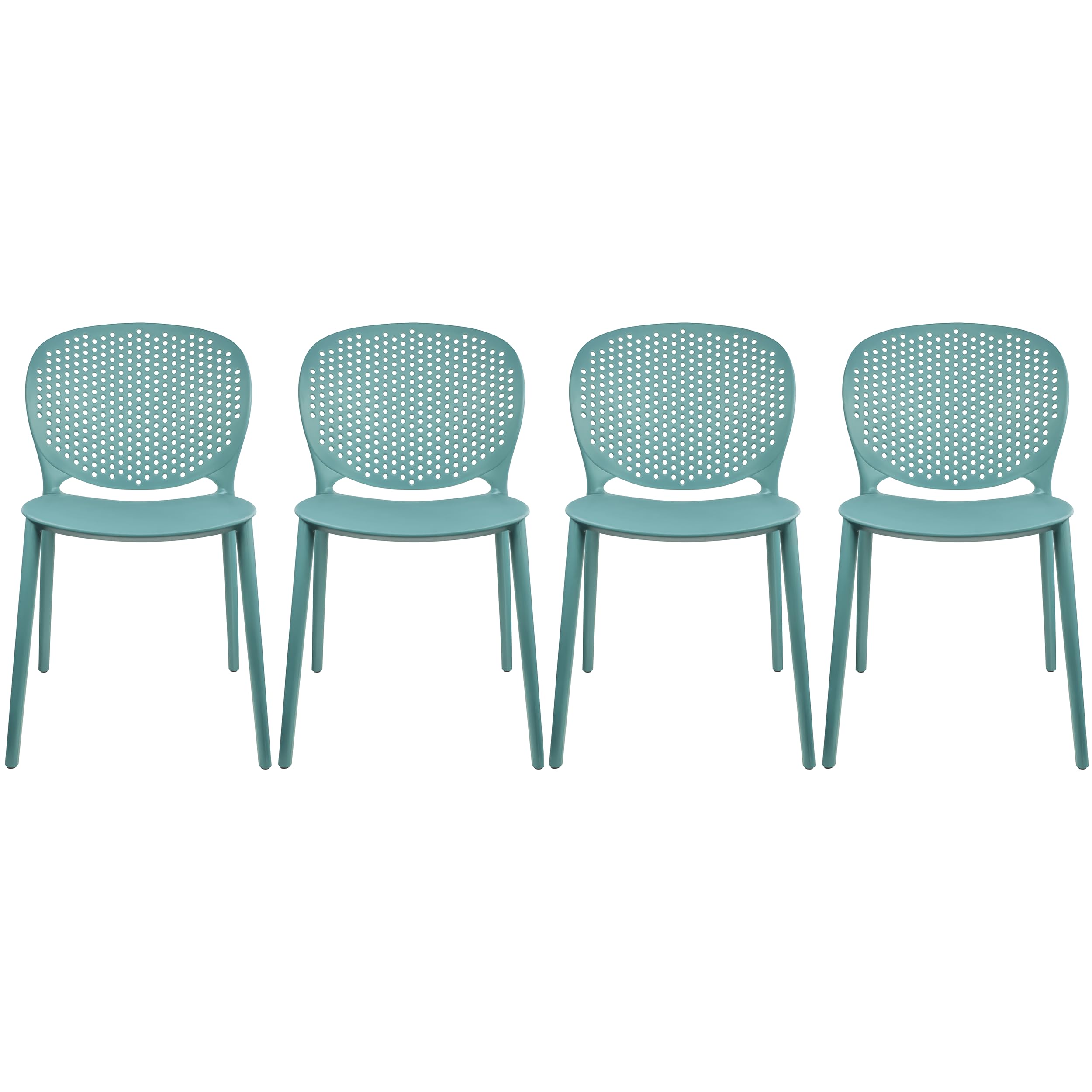 2xhome Set of 4 Modern Stackable Patio Chairs - Indoor/Outdoor Dining Side Chairs for Pool, Kitchen, Living Room & Restaurant - Teal Blue - Perfect for Backyard BBQs, Pool Parties & Outdoor Dining