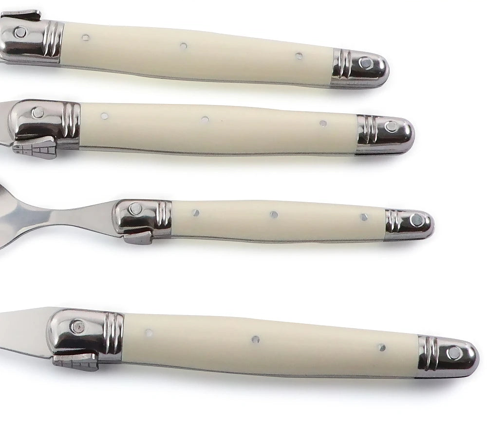 Premium Ivory Laguiole Flatware Cutlery Set - 12-Piece Stainless Steel Knife Fork Spoon Set for Fine Dining, Wedding Gifts & Elegant Table Settings