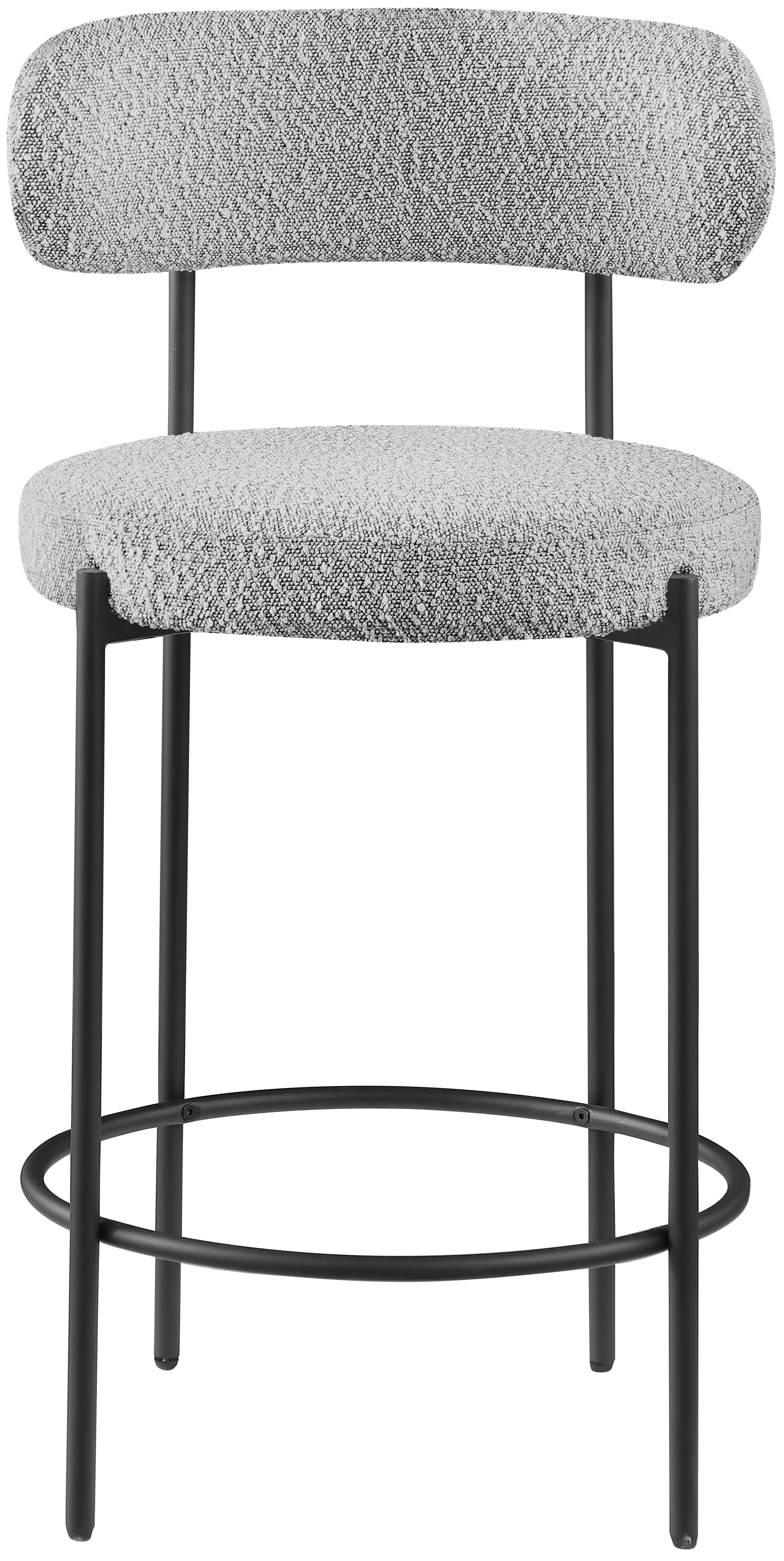 Beacon Boucle Fabric Stool - Modern Round Accent Chair with Soft Textured Upholstery for Living Room, Bedroom & Office Decor