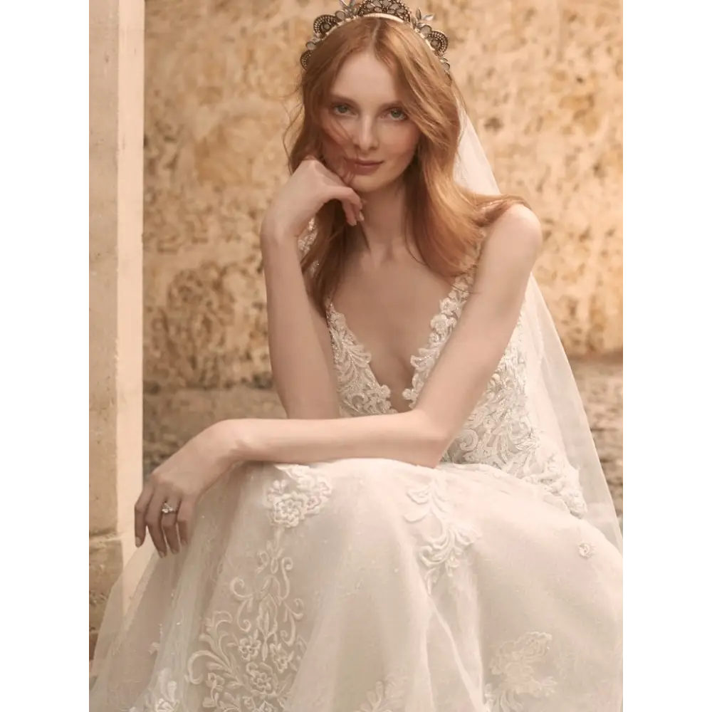 Johanna by Maggie Sottero - Elegant Lace Wedding Dress for Brides | Perfect for Church Ceremonies & Beach Weddings