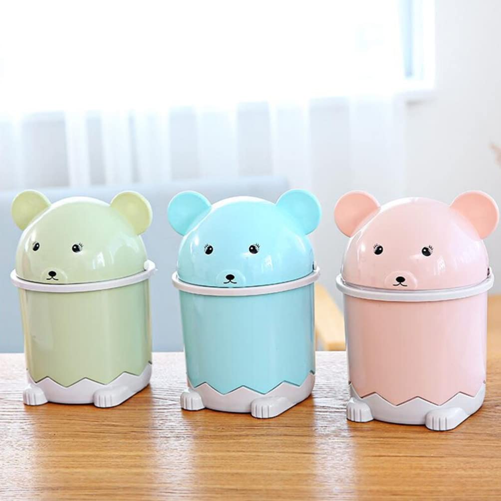 Mini Trash Can with Lid - Small Covered Desktop Waste Basket, Cute Cartoon Garbage Bin for Office, Home & Car (Pink & Blue, 2-Pack) | Perfect for Desk Organization, Bathroom, Bedroom & Kids Room