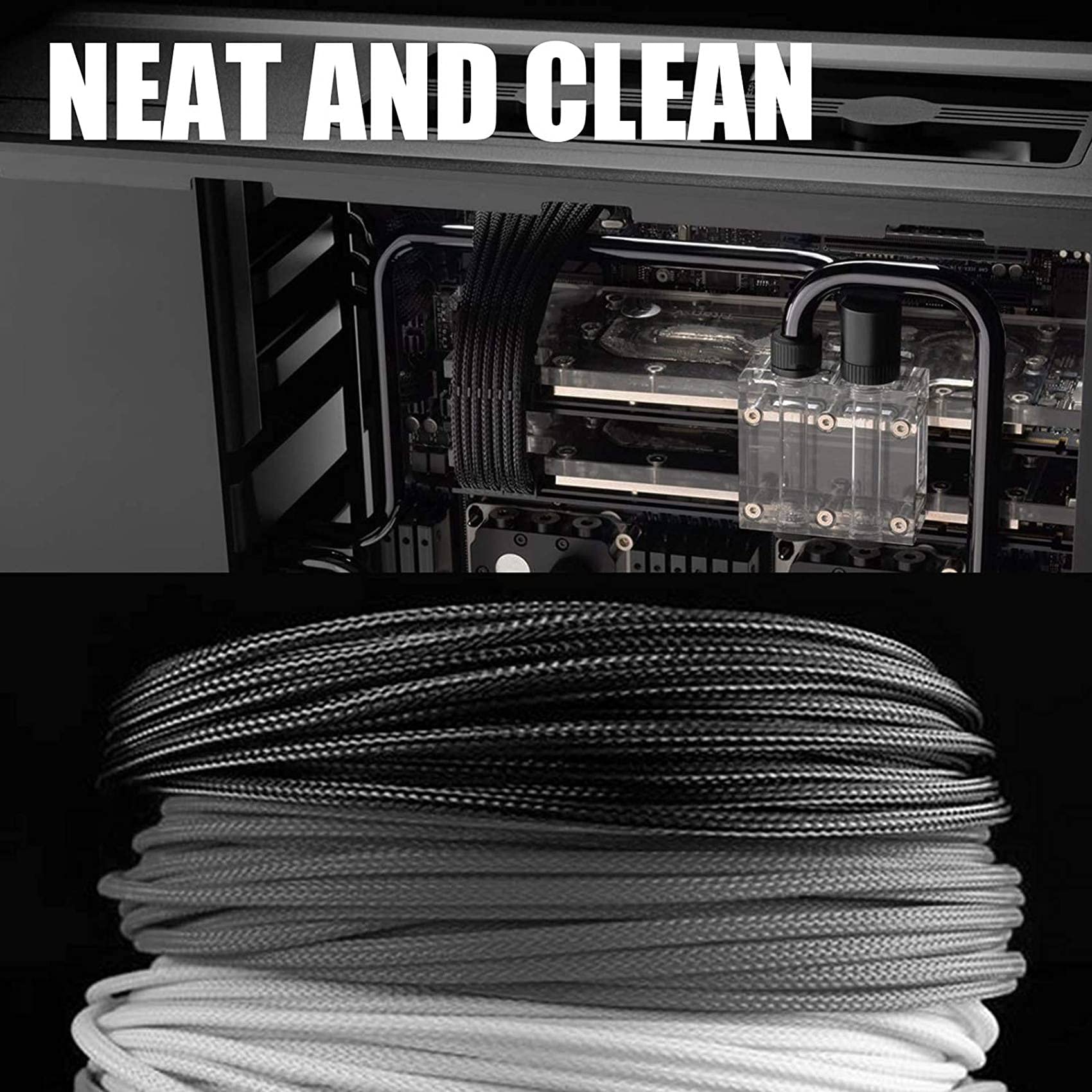 Premium PSU Cable Extensions Kit - 30CM Sleeved Power Supply Cables with Cable Combs (24Pin, 8Pin 4+4, 6+2Pin) for ATX Power Supplies - Perfect for PC Gaming Rigs, Custom Builds & Cable Management