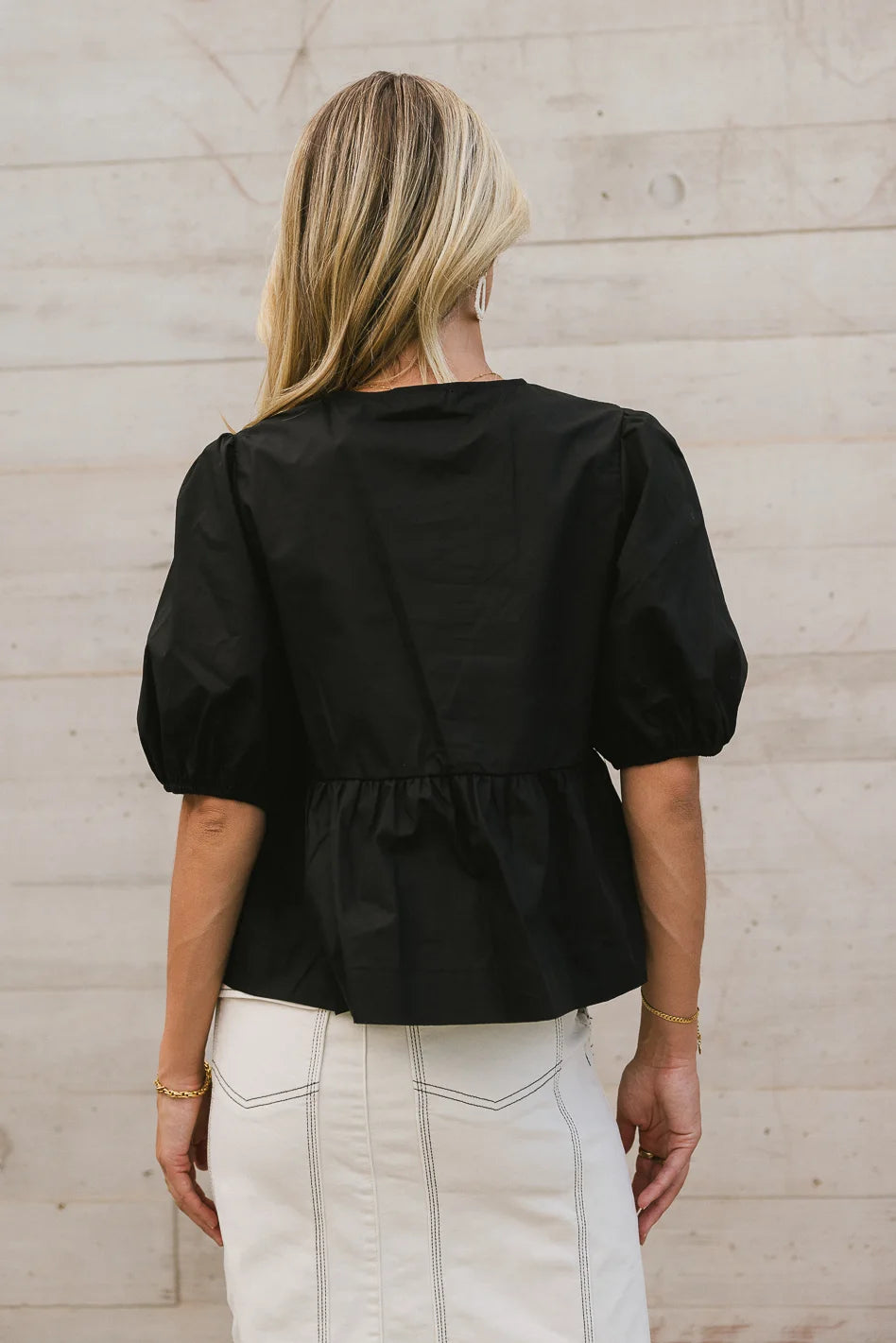 Elegant Natalia Peplum Tie Blouse in Black - Women's Fashion Tops for Work, Party & Special Occasions | Final Sale