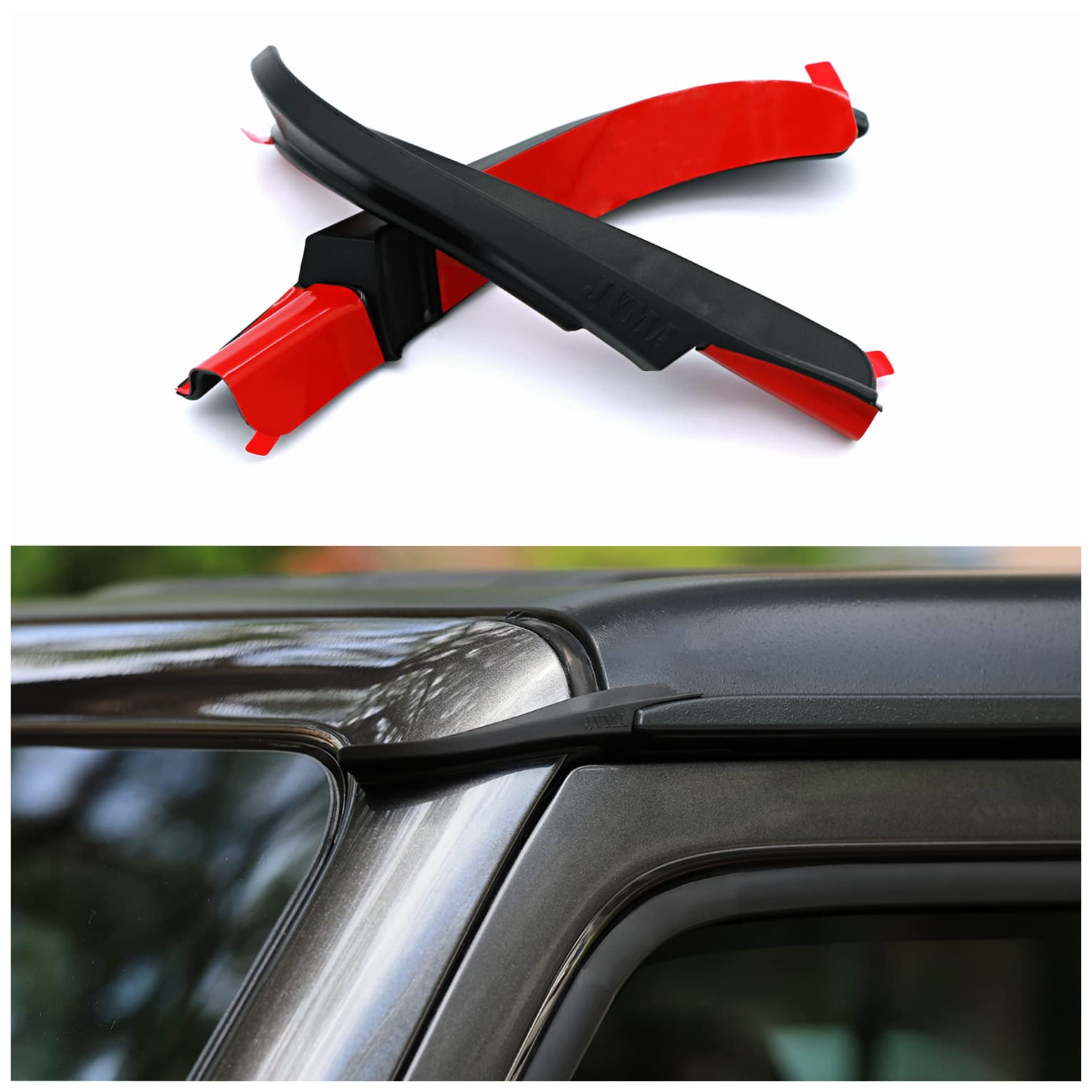 JVMA Hardtop Rain Gutter Extensions Rubber Deflector for Jeep Wrangler JL JLU 2018-2023 & Gladiator JT - Waterproof Upgrade Accessories (Patented) | Perfect for Off-Roading & All-Weather Protection