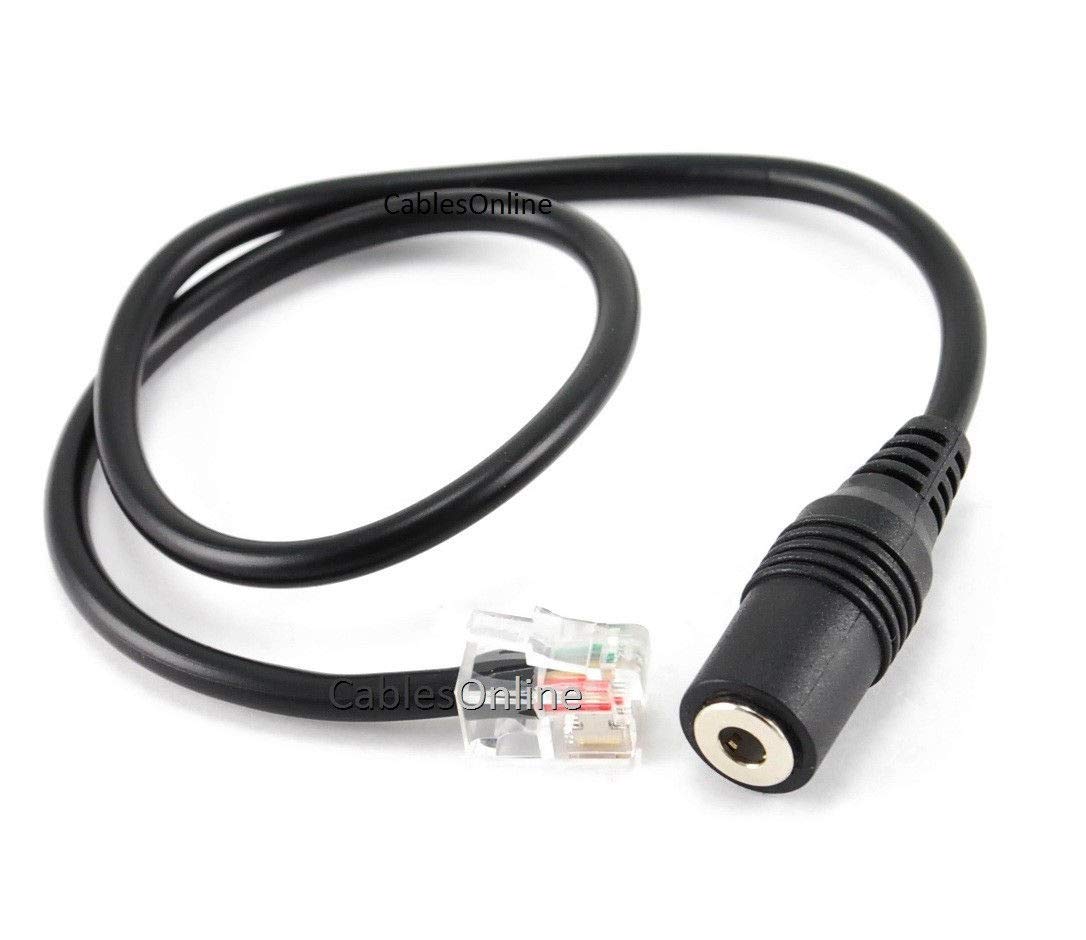 CablesOnline 1ft 3.5mm to RJ9/RJ10 Headset Adapter Cable for iPhone to Cisco Office Phones - IP-CS01 | Perfect for Business Calls & VoIP Communication