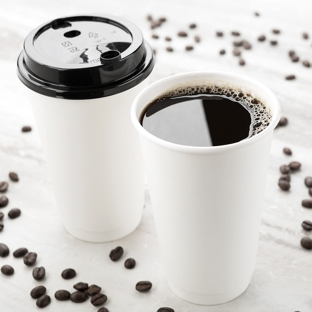 20 oz White Double Wall Paper Coffee Cups - 250 Count Bulk Box (3.5