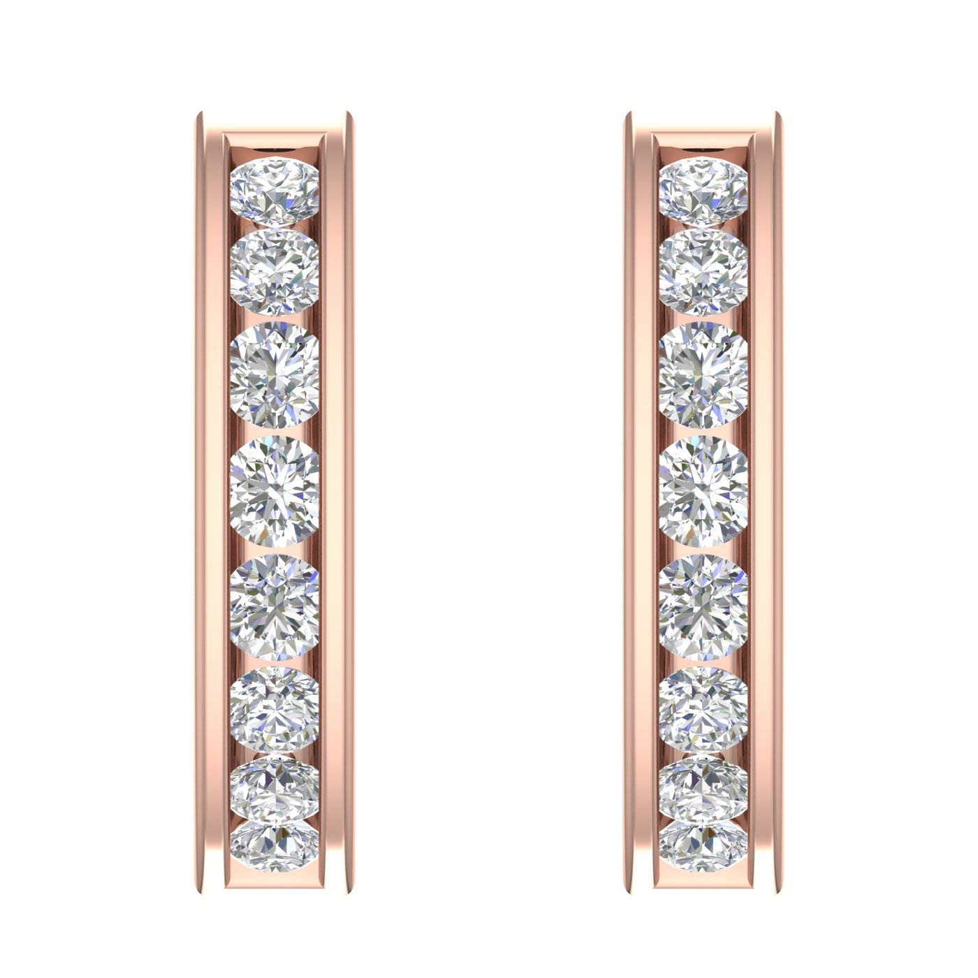 1/2 Carat Channel Diamond Hoop Earrings in 10K Gold - IGI Certified | Elegant Everyday Jewelry for Women, Perfect Gift for Anniversary & Birthday