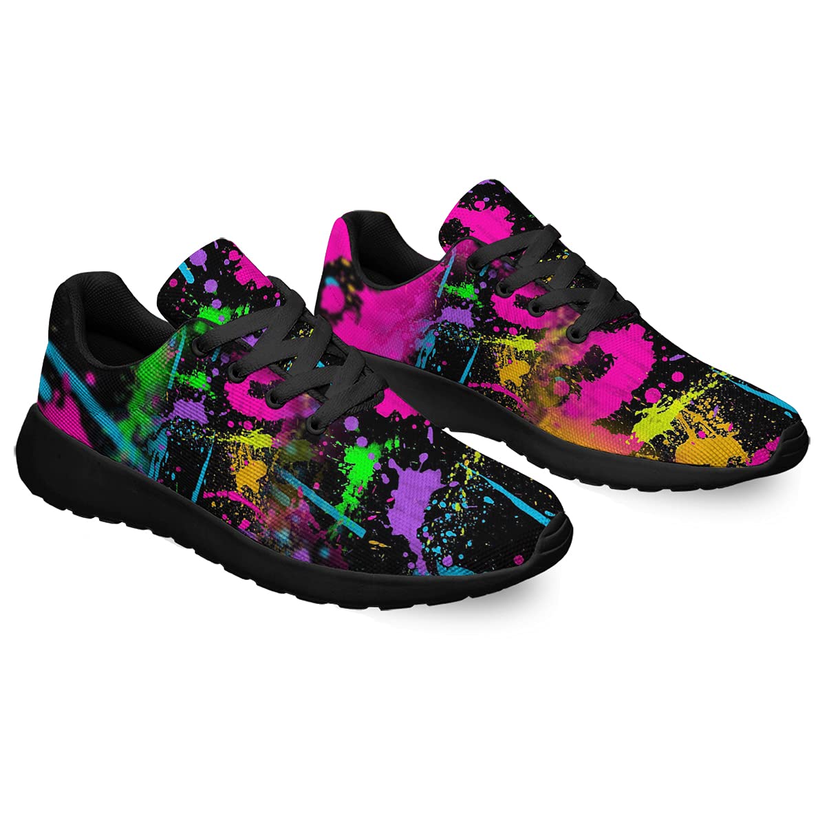 **Sonzj-II Unisex Neon Splatter Paint Tennis Shoes - Stylish Athletic Sneakers for Women & Men - Perfect for Gym, Walking, Hiking, Running, Jogging & Travel**    *(Great for workouts, outdoor adventures, casual wear & sports activities!)*