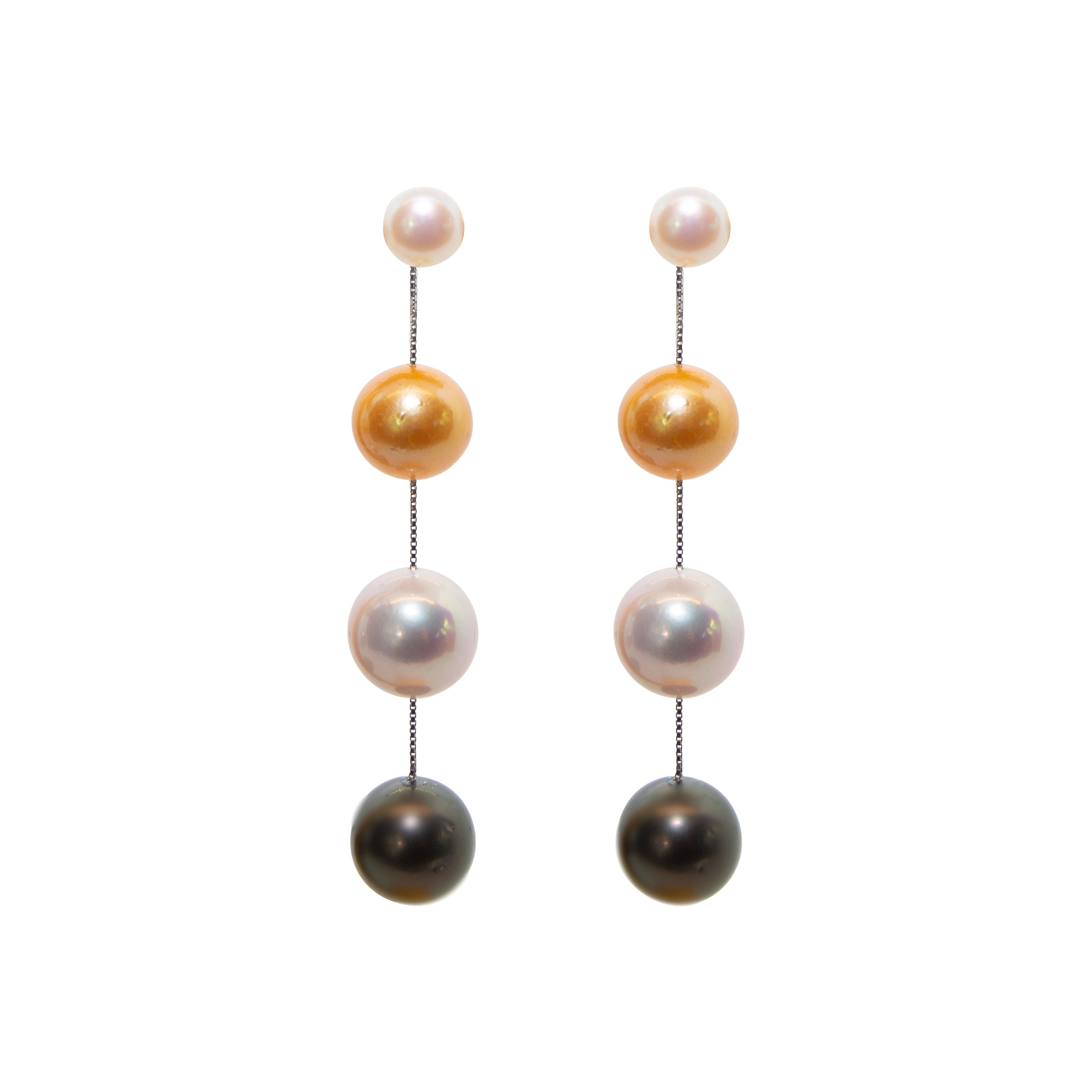 Exquisite Tahitian Triple Hue Pearl Swing Earrings for Women – Elegant Dangle Jewelry for Weddings, Parties & Special Occasions