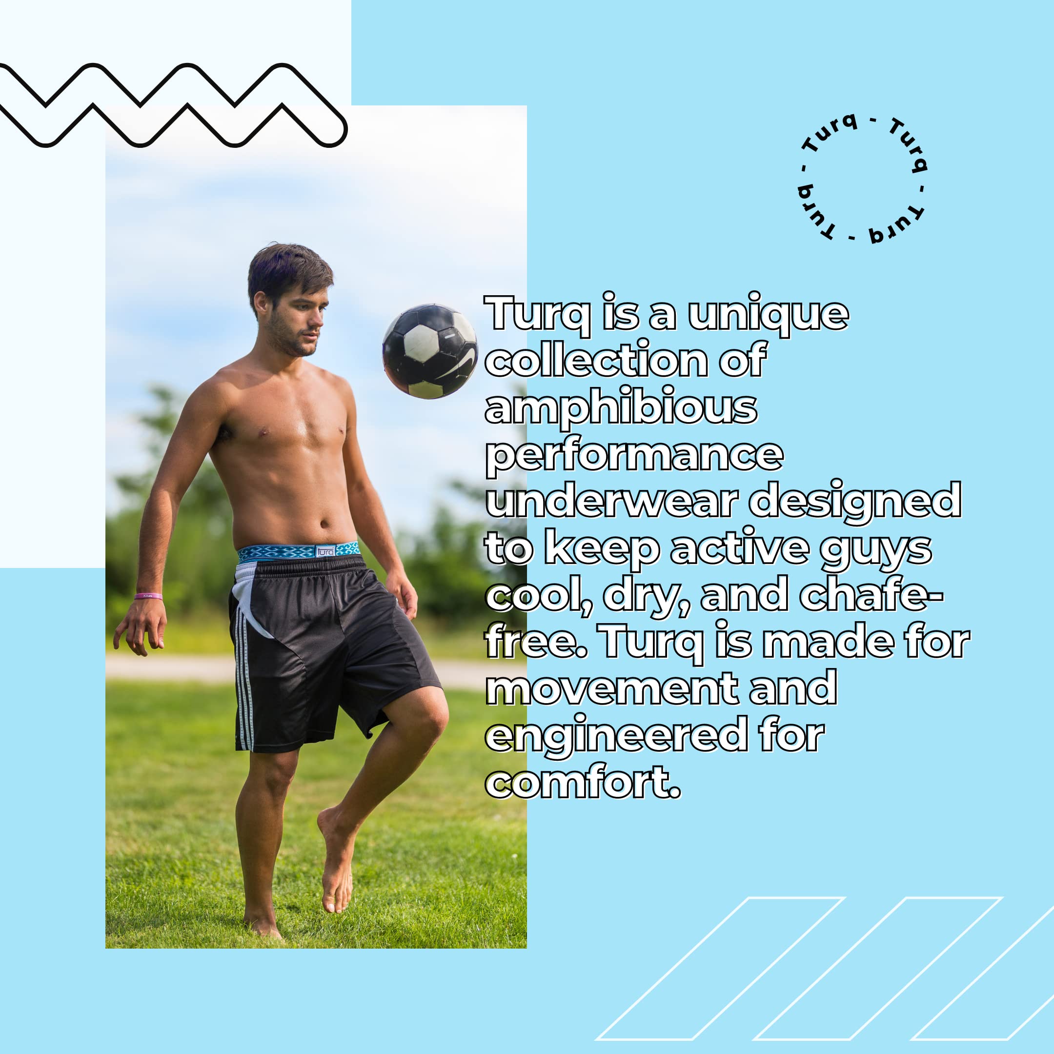 Turq OG Men's Underwear Boxer Briefs - Chafe-Free, Moisture-Wicking, Breathable Athletic & Swim Underwear with Freestyle Fit | Perfect for Gym, Running, Swimming & Everyday Wear
