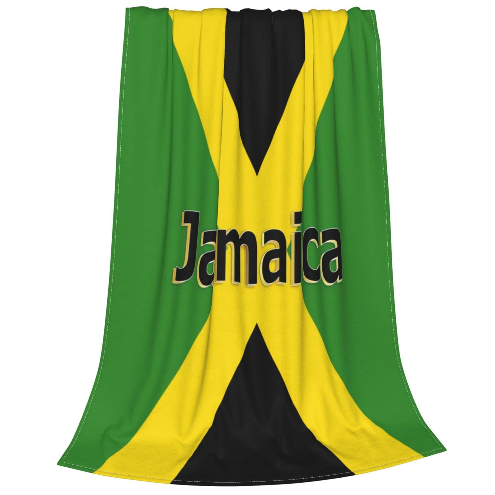 Retro Jamaican Flag Fleece Throw Blanket - Soft, Cozy & Warm 80