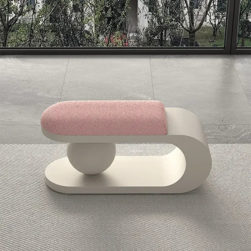 Premium Curve Shoe Changing Bench with Soft Lambswool Cushion - Comfortable Seating for Entryway, Bedroom & Dressing Room