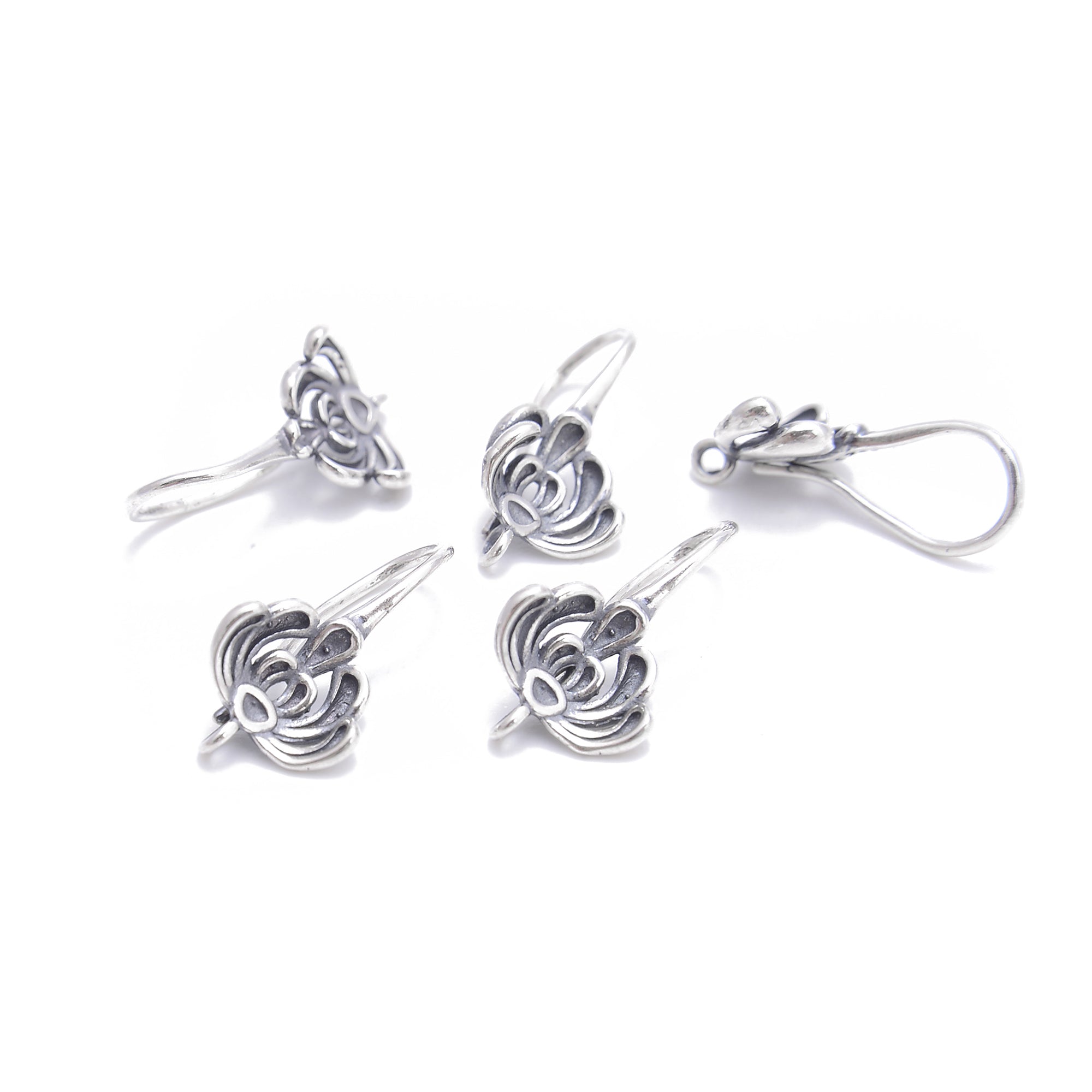 925 Sterling Silver Anti-Tarnish Chrysanthemum Earring Hooks 10x19mm (4Pcs/Bag) - Perfect for DIY Jewelry Making, Gift Giving & Everyday Wear