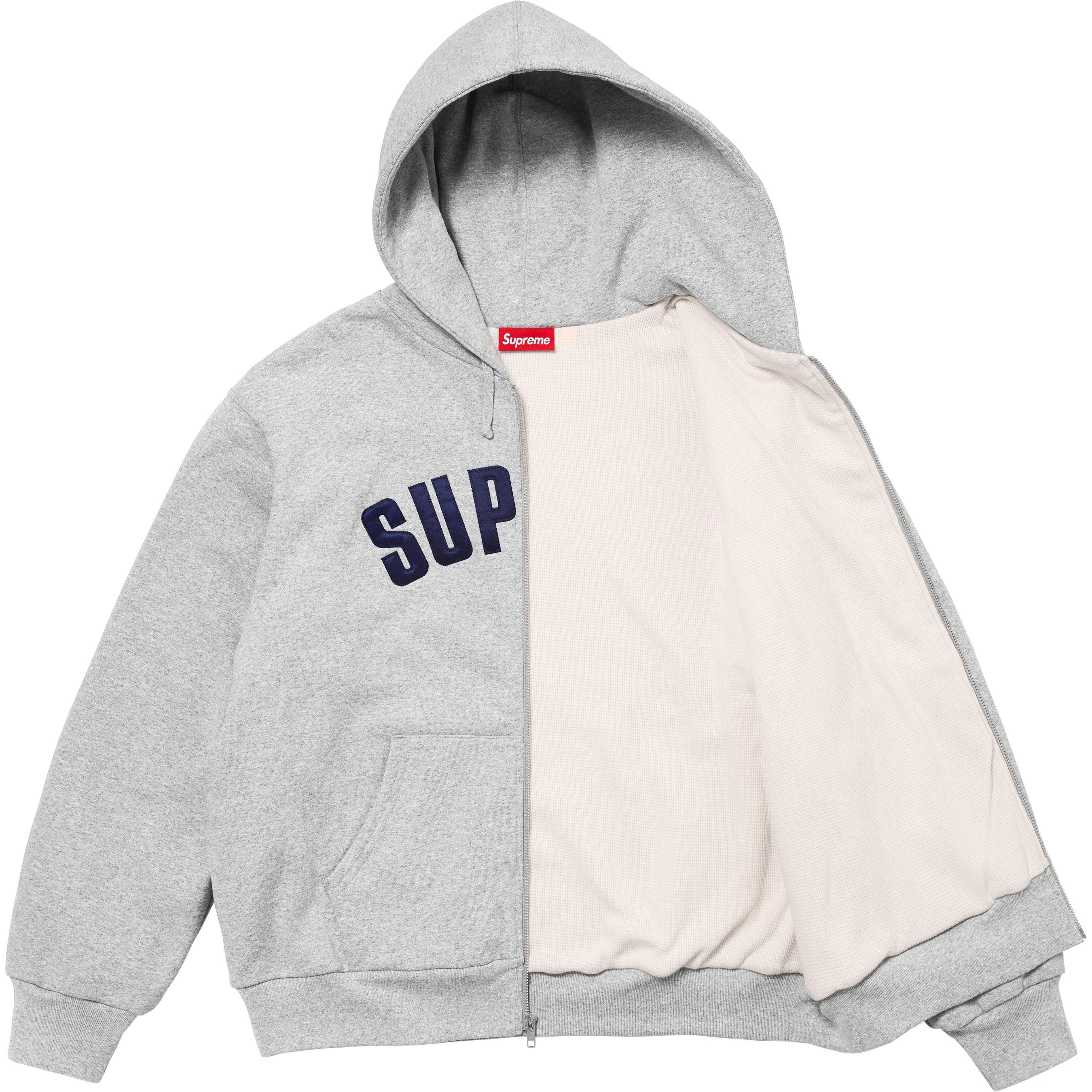 Supreme Arc Thermal Lined Zip Up Hoodie - Men's Winter Warm Fleece Jacket with Hood for Outdoor Activities & Casual Wear (Grey)