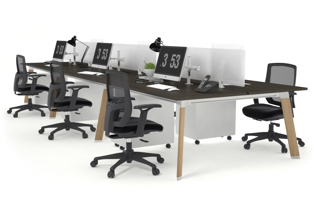6-Person Wooden Workstation with Cable Management - 1800L x 800W Switch Office Desk for Team Collaboration | Perfect for Open Office Spaces & Coworking Environments