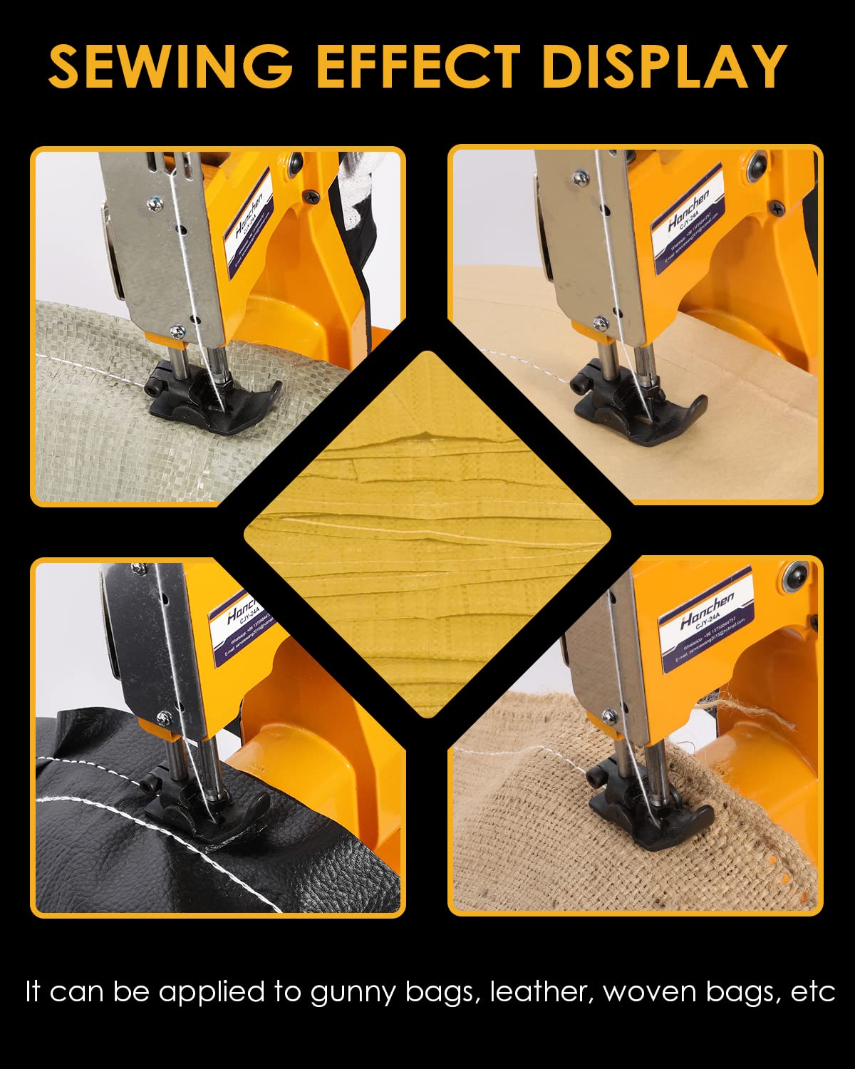 Hanchen Cordless Bag Sewing Machine - Portable Lithium Battery Bag Closer for Woven Bags, Automatic Stitching Packing Machine for Feed Sacks, Jute Bags, Seed Bags & Vinyl Rice Bags - Ideal for Agriculture, Packaging & Industrial Use