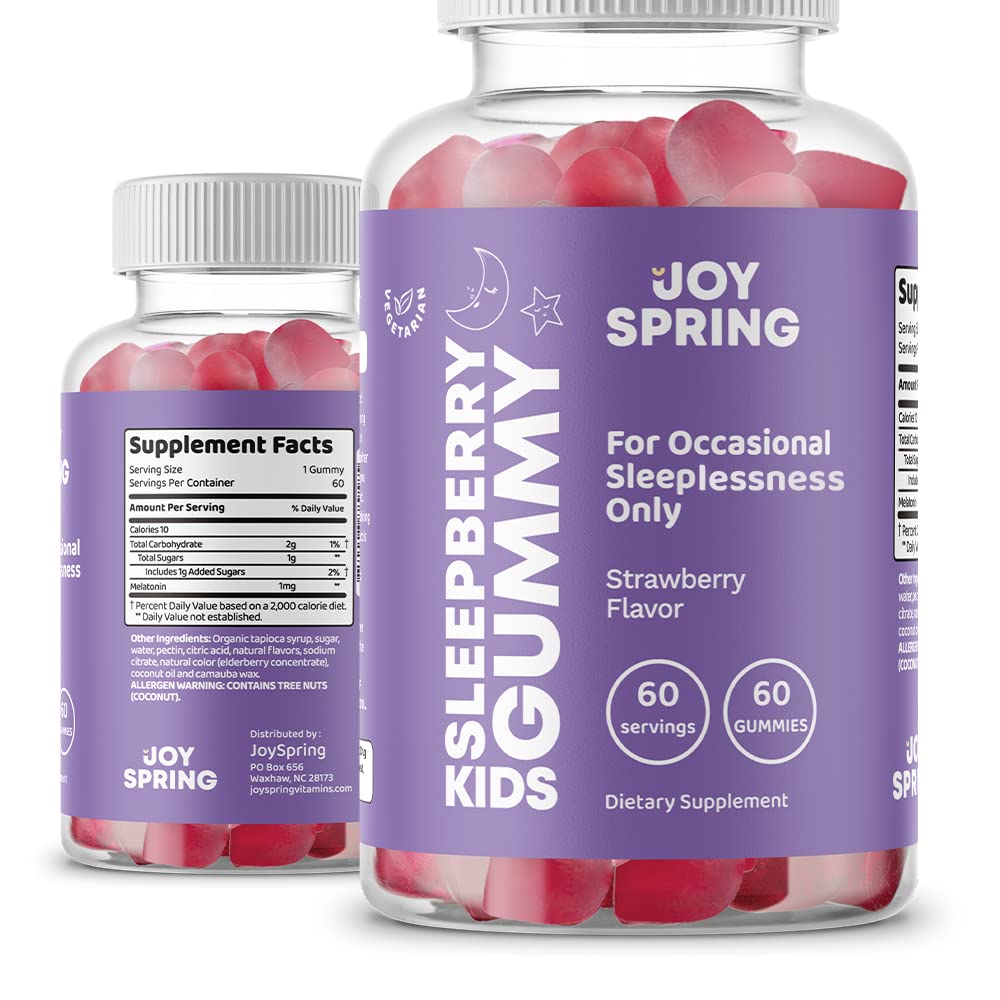 Best Melatonin Gummies for Kids - Natural Sleep Aid for Children, Strawberry Flavor - Promotes Restful Sleep & Supports Occasional Sleeplessness - Perfect for Bedtime Routine, Travel, and Calm Nights