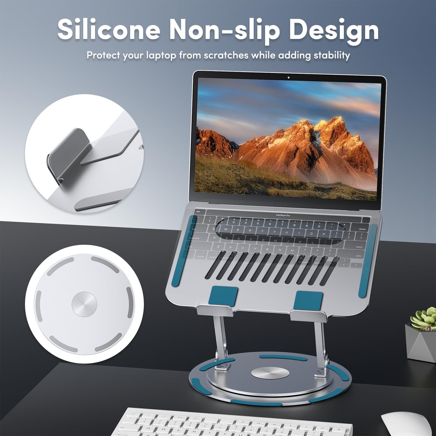 Ergonomic Adjustable Laptop Stand with 360° Rotation - Foldable & Portable Computer Riser for MacBook & 10-16