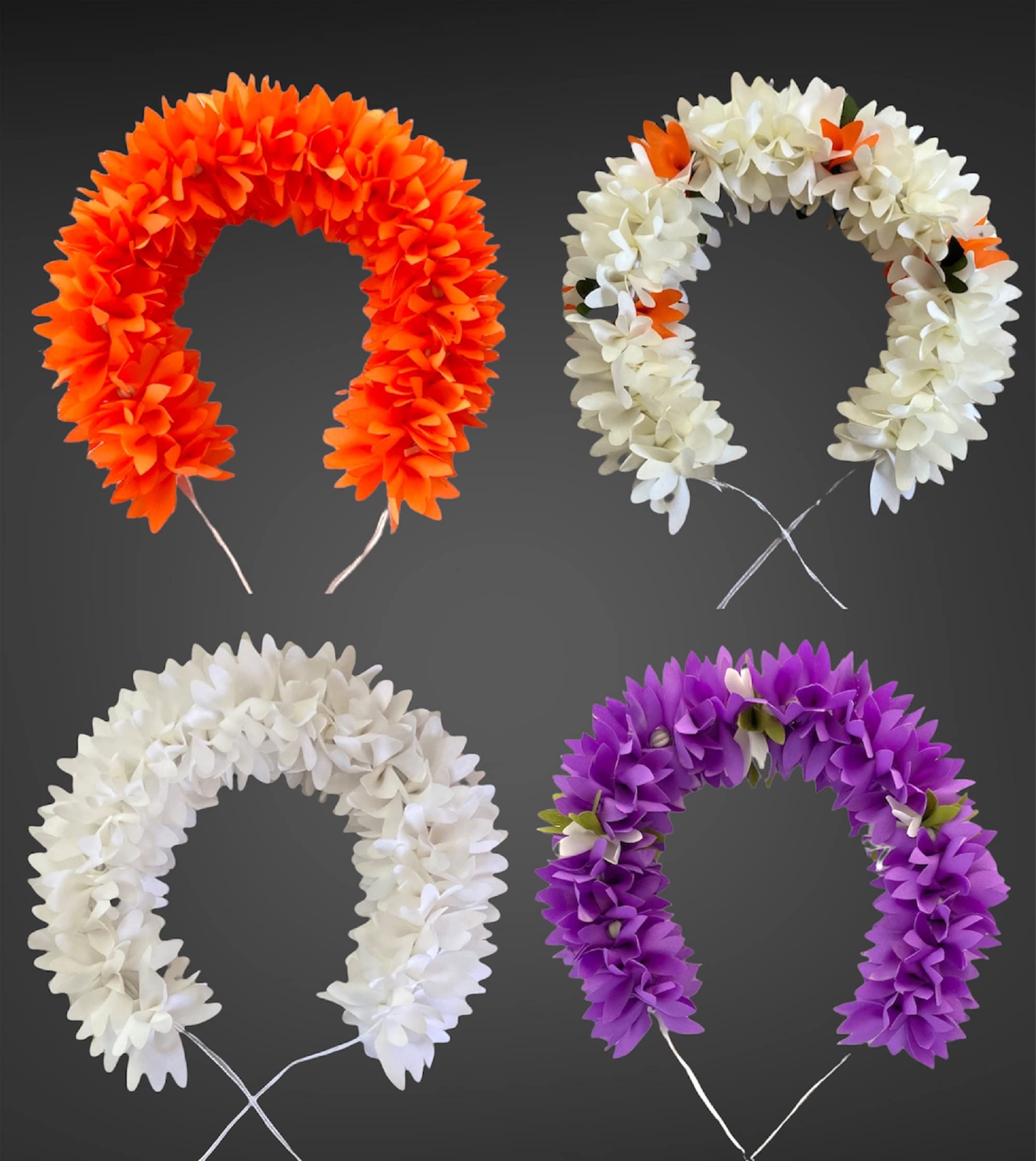 Artificial Flower Hair Garland - Bridal Hair Accessory for Women, Orange White Purple Mix (Pack of 4) | Perfect for Weddings, Parties & Boho Hairstyles