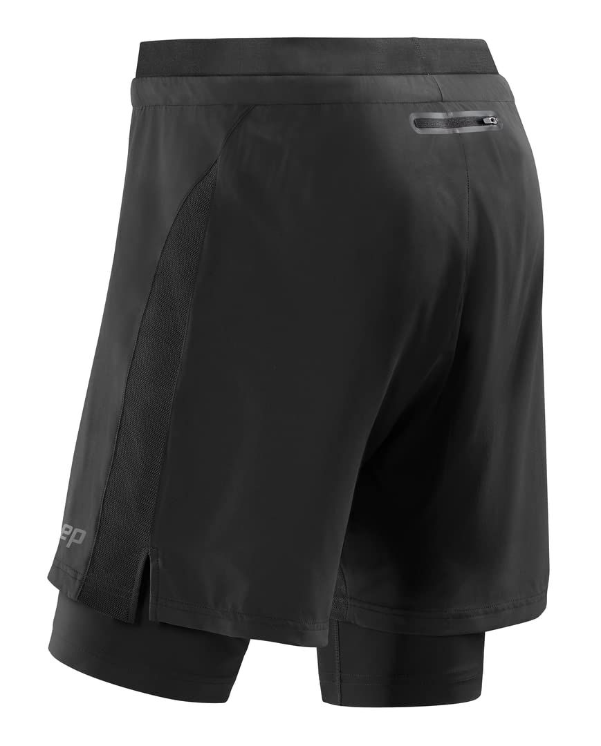 **CEP Men's 2-in-1 Running & Fitness Shorts – Breathable Compression for Endurance Training (Black) – Ideal for Marathon, Gym & Outdoor Workouts**