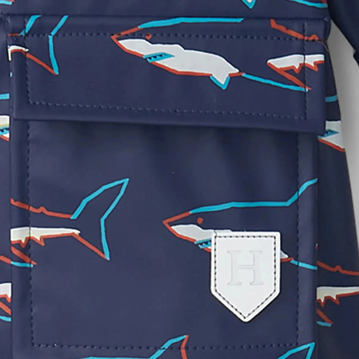 Hatley Button Up Rain Jacket for Kids - Color Changing Sharks Design, Waterproof Windbreaker for Outdoor Play & School