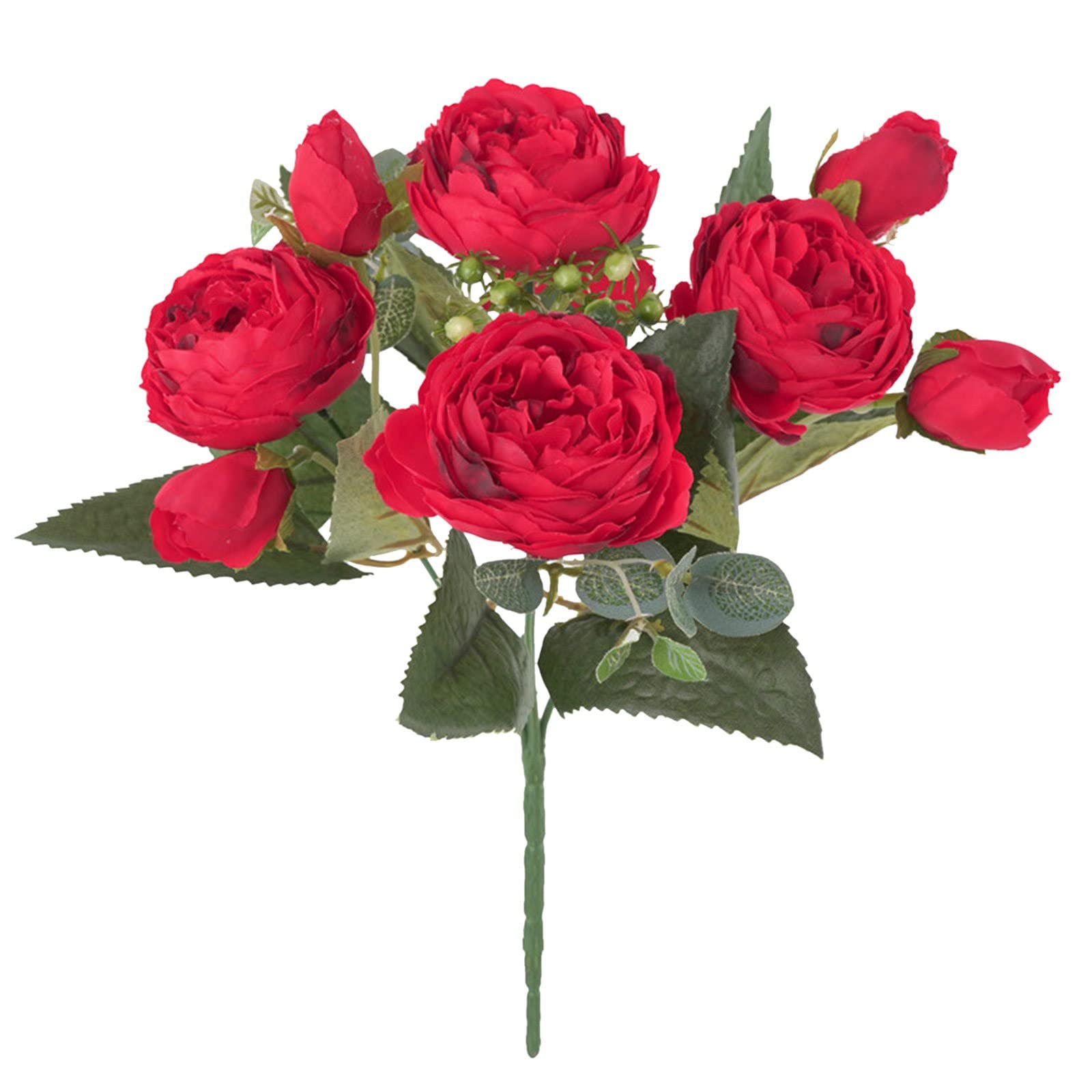 Artificial Peony & Rose Silk Flower Bouquet - Realistic Fake Wedding Flowers for Bridal Bouquets, Home Decor, Pergola & Party Decoration - Pink Hand-Tied Floral Arrangement