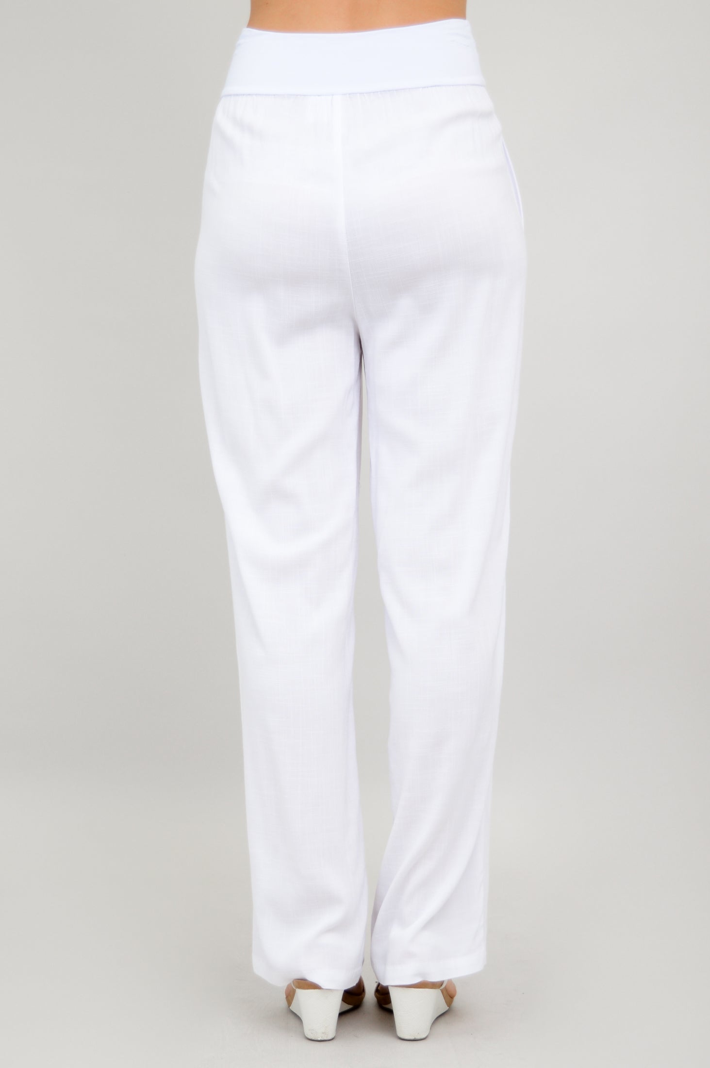 Landon Men's Linen Bamboo Pants - Breathable White Casual Trousers for Summer Travel & Outdoor Activities
