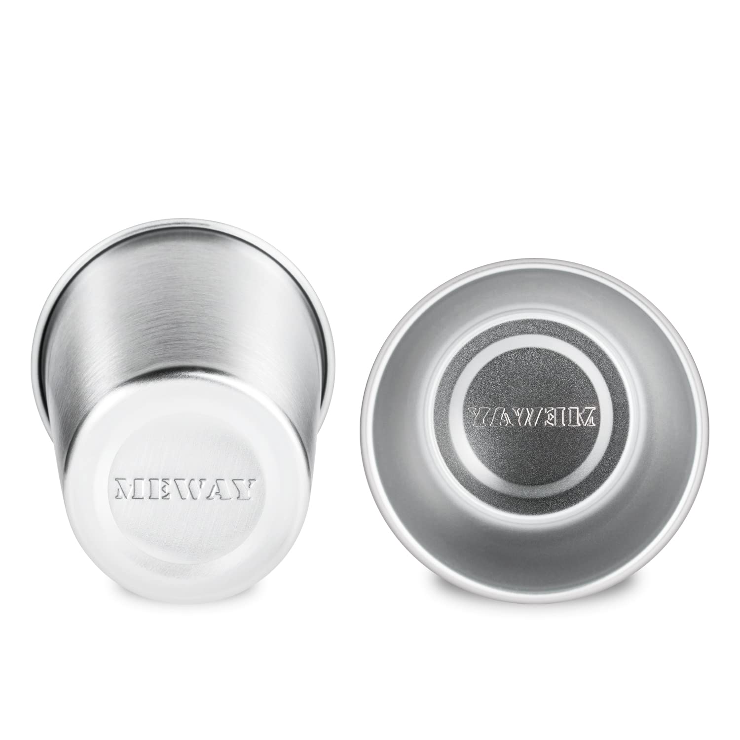 MEWAY Premium Stainless Steel Cups 16 oz (4 Pack) - Insulated Metal Tumbler for Beer, Cocktails & Cold Drinks - Stackable, Durable Travel Cups for Camping, Picnics & Outdoor Adventures