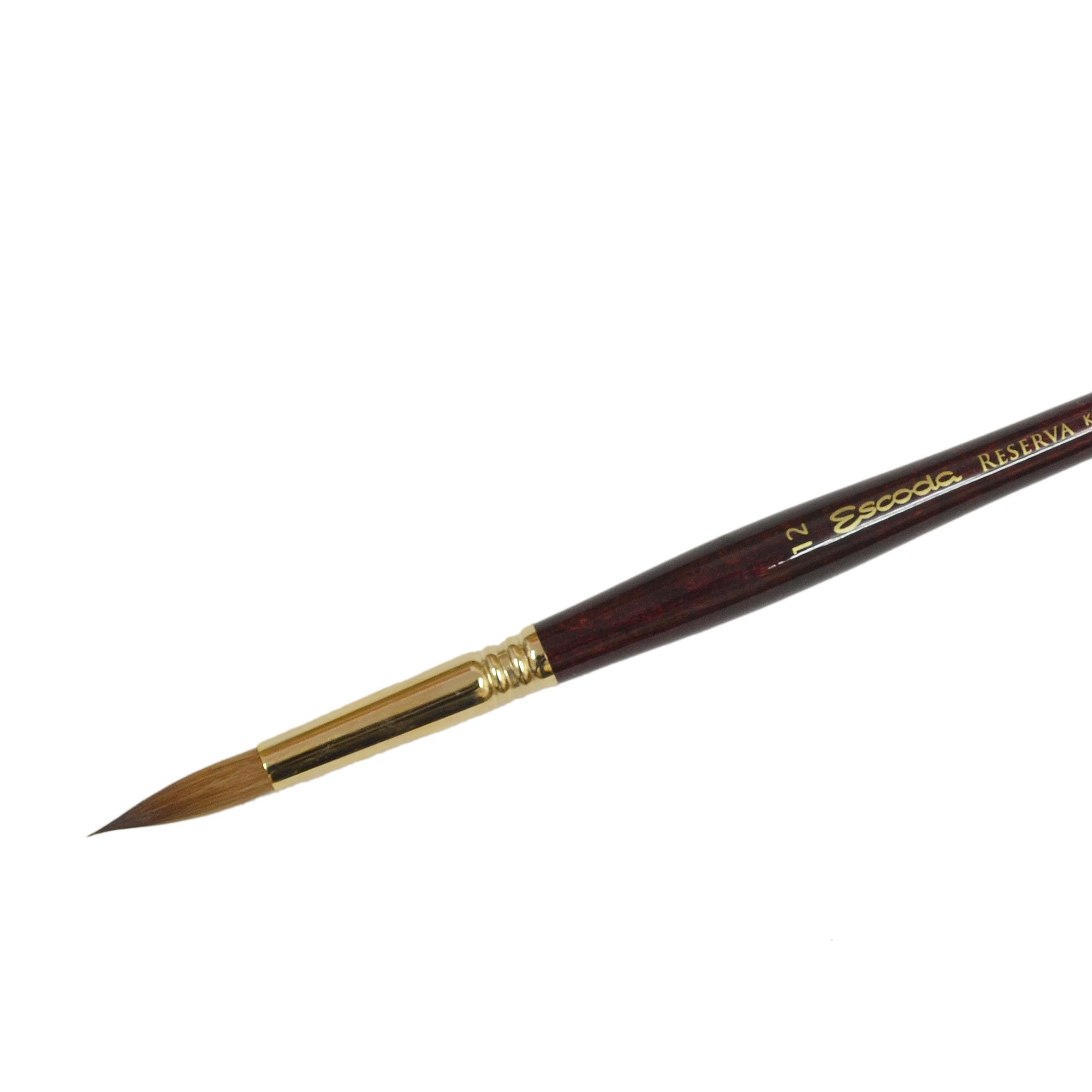Escoda Reserva 1212 Series Artist Watercolor Brush - Size 12 Round Short Handle Paint Brush for Watercolor Painting, Gouache & Acrylic - Professional Art Supplies for Artists & Beginners