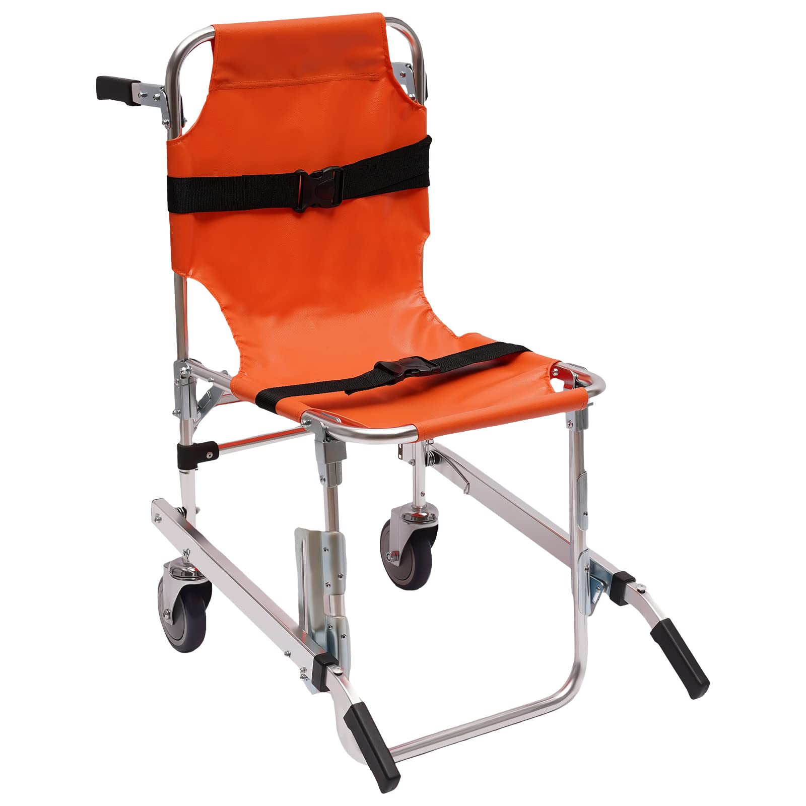 Portable Aluminum Alloy Folding Stair Chair - 350lbs Capacity Manual Lift Chair for Elderly Transfer & Emergency Evacuation | Home Mobility Aid & Hospital Stair Climbing Assist (USA Stock)