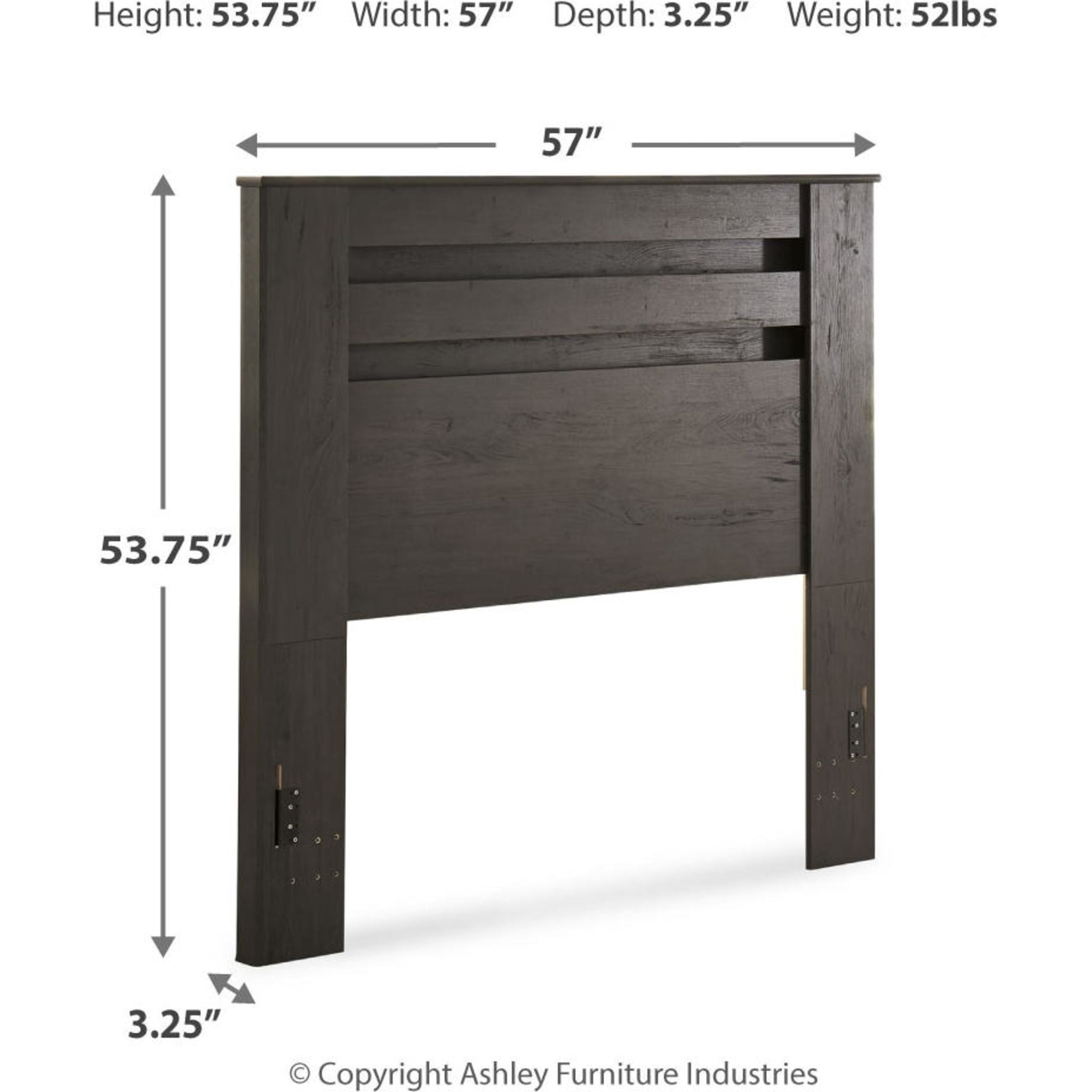 Brinxton Full Panel Upholstered Headboard - Charcoal Grey Fabric Bed Frame for Master Bedroom & Guest Room Decor