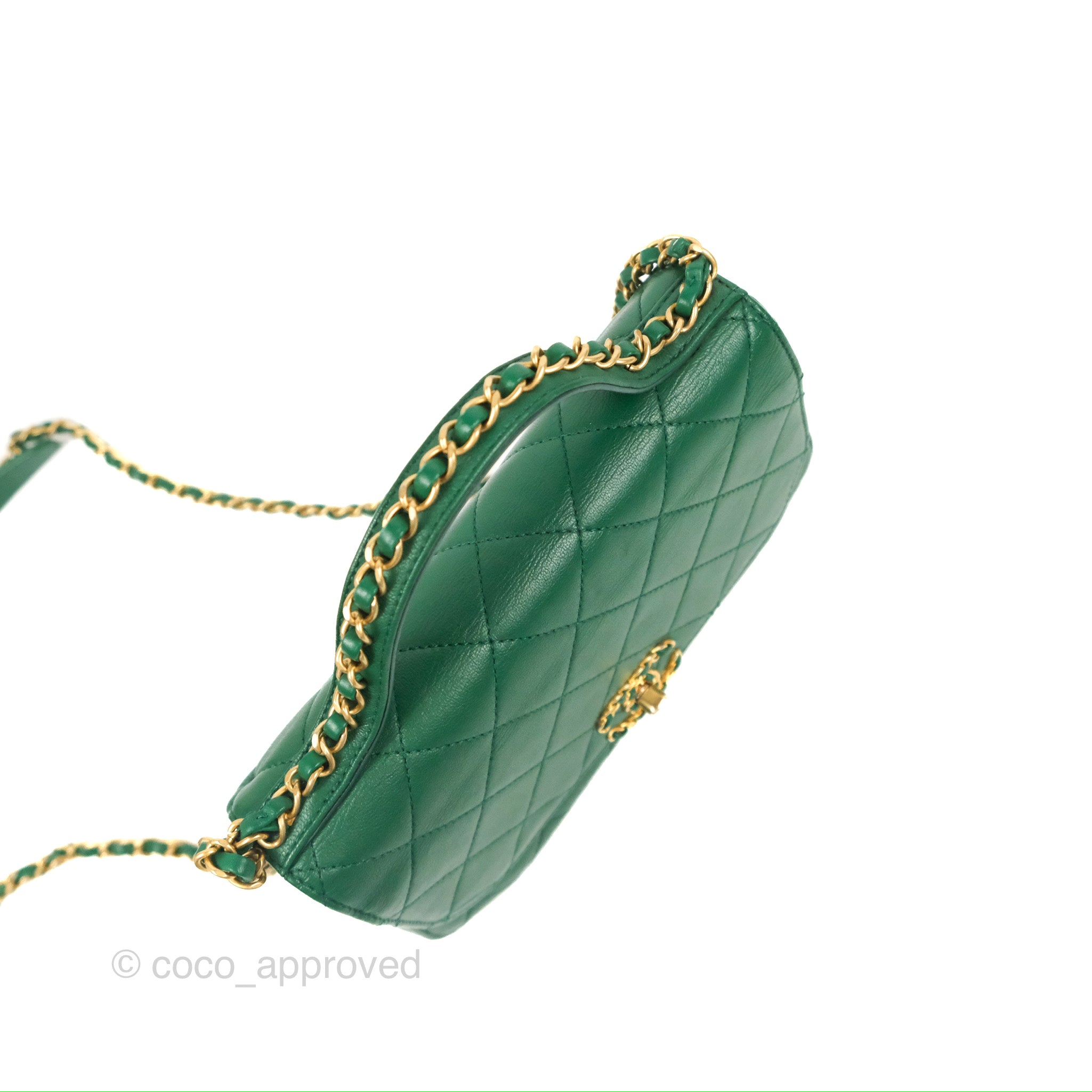Chanel Chain Infinity Top Handle Bag - Green Lambskin Leather with Aged Gold Hardware - Luxury Crossbody Shoulder Bag for Women, Perfect for Parties, Weddings & Evening Events
