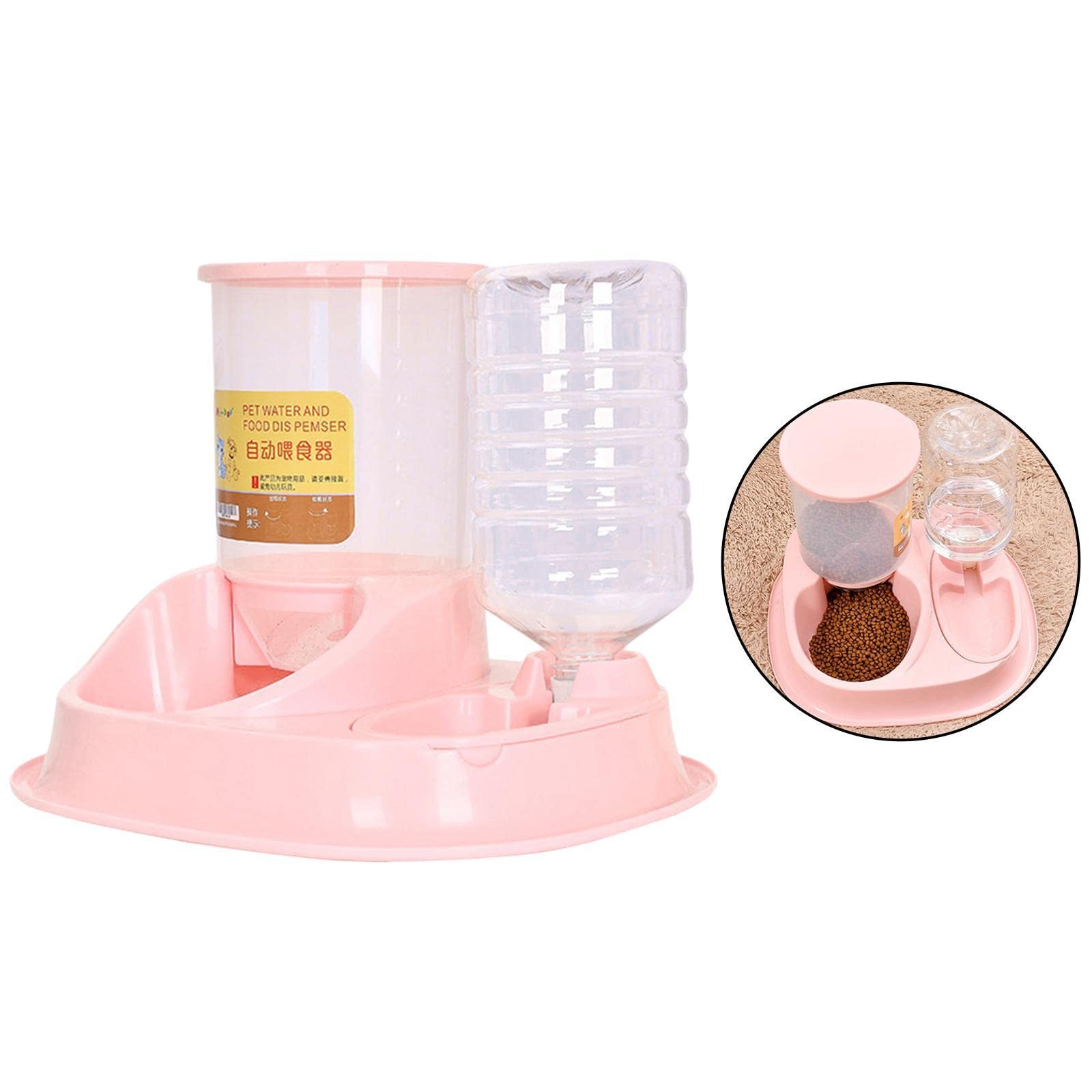 Lyla Automatic PET Water Dispenser for Cats, Dogs, and Puppies - Pink Pet Food & Water Feeder for Home, Office, and Travel Use
