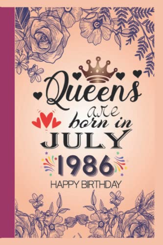 July Birthday Gifts for Women 1986 - Queen Notebook for Wife, Mom & Friends