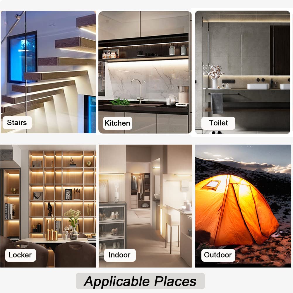 14 LED Motion Sensor Light Indoor - USB Dimmable Closet Light, Under Cabinet Lighting with Magnetic Base - Stick-On Anywhere Night Light for Wardrobe, Stairs, Bedroom, Hallway & Kitchen (2 Pack, Warm White) - Perfect for Dark Spaces, Safety Lighting & Energy-Efficient Home Use