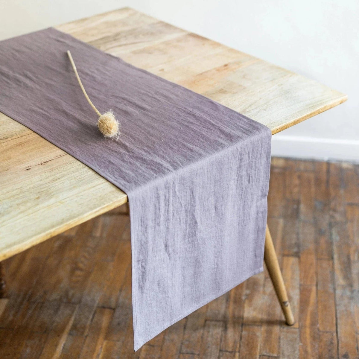 Elegant Dusty Lavender Linen Table Runner - 72 Inch Long Farmhouse Table Decor for Dining Room, Wedding, and Rustic Home Decor