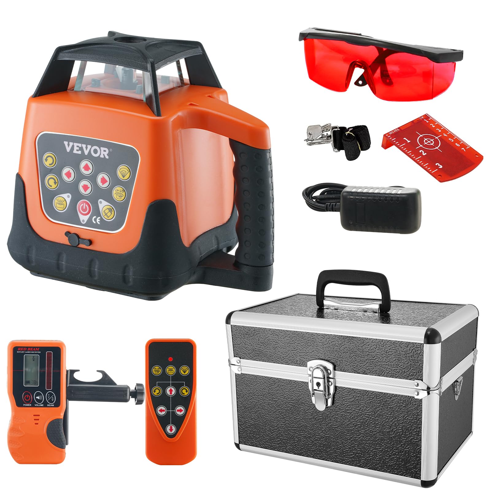 VEVOR 360-Degree Self-Leveling Rotary Laser Level with Remote Control - 1650ft Red Cross Line Laser, 5 Rotation Speeds & 4 Scanning Angles, IP66 Waterproof, Battery Included - Perfect for Construction, Floor Leveling, and DIY Home Projects