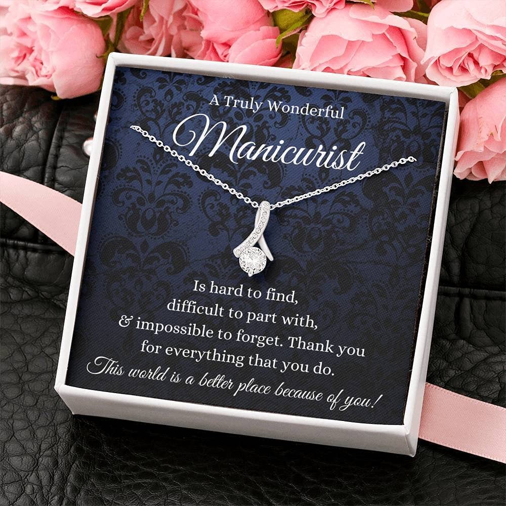 Handmade Personalized Message Card Jewelry Necklace - Elegant Petit Ribbon Pendant for Nail Technicians & Artists (White & Gold) | Perfect Christmas Gift for Manicurists, Nail Artists & Creative Professionals